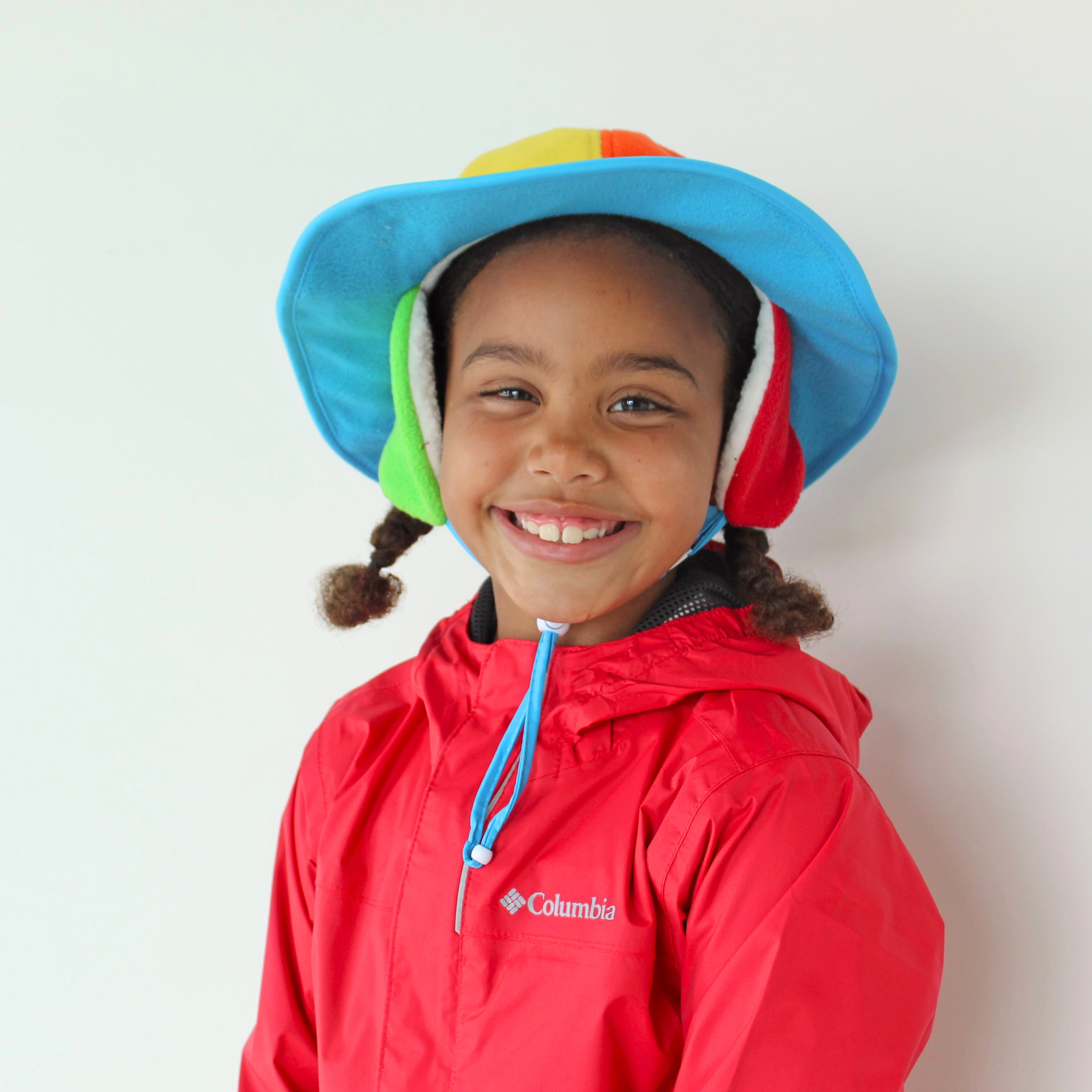 Kids Tundra Ear Flap Fleece Winter Wide Brim Sun Hat - Rainbow