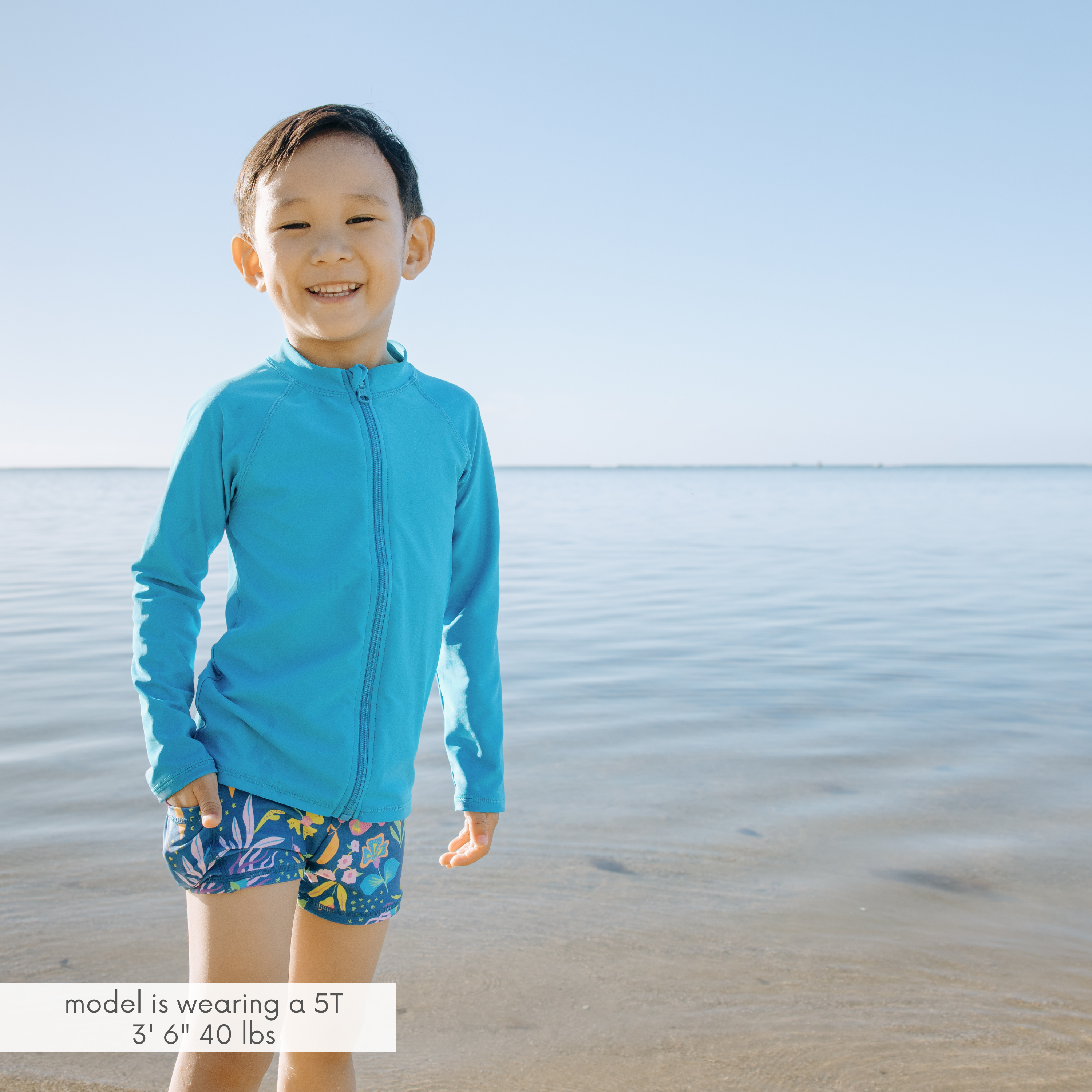 Kids Euro Swim Shorties | "Tropadelic"-SwimZip UPF 50+ Sun Protective Swimwear & UV Zipper Rash Guards-pos2