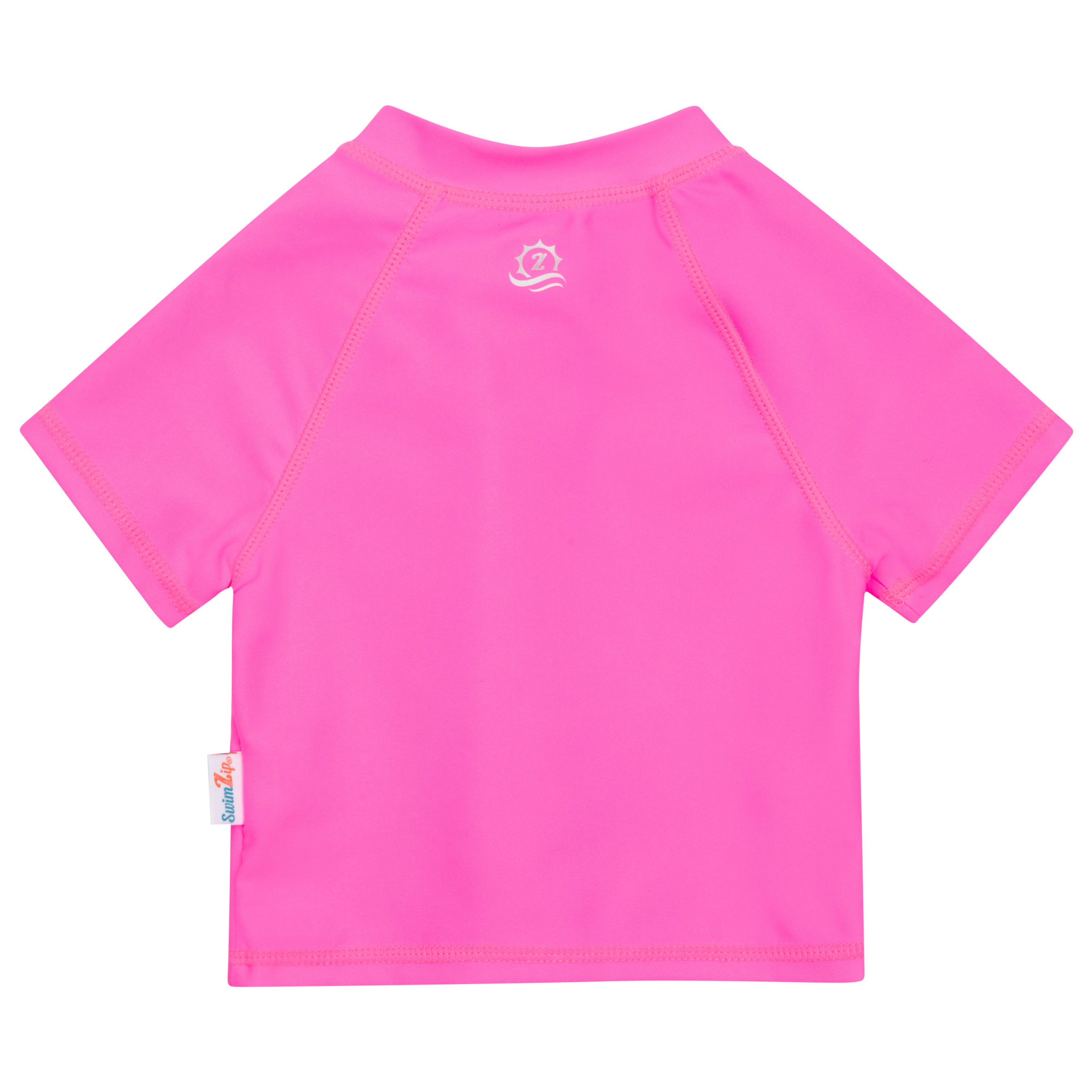 Kids Short Sleeve Zipper Rash Guard Swim Shirt | “Neon Pink”-SwimZip UPF 50+ Sun Protective Swimwear & UV Zipper Rash Guards-pos2