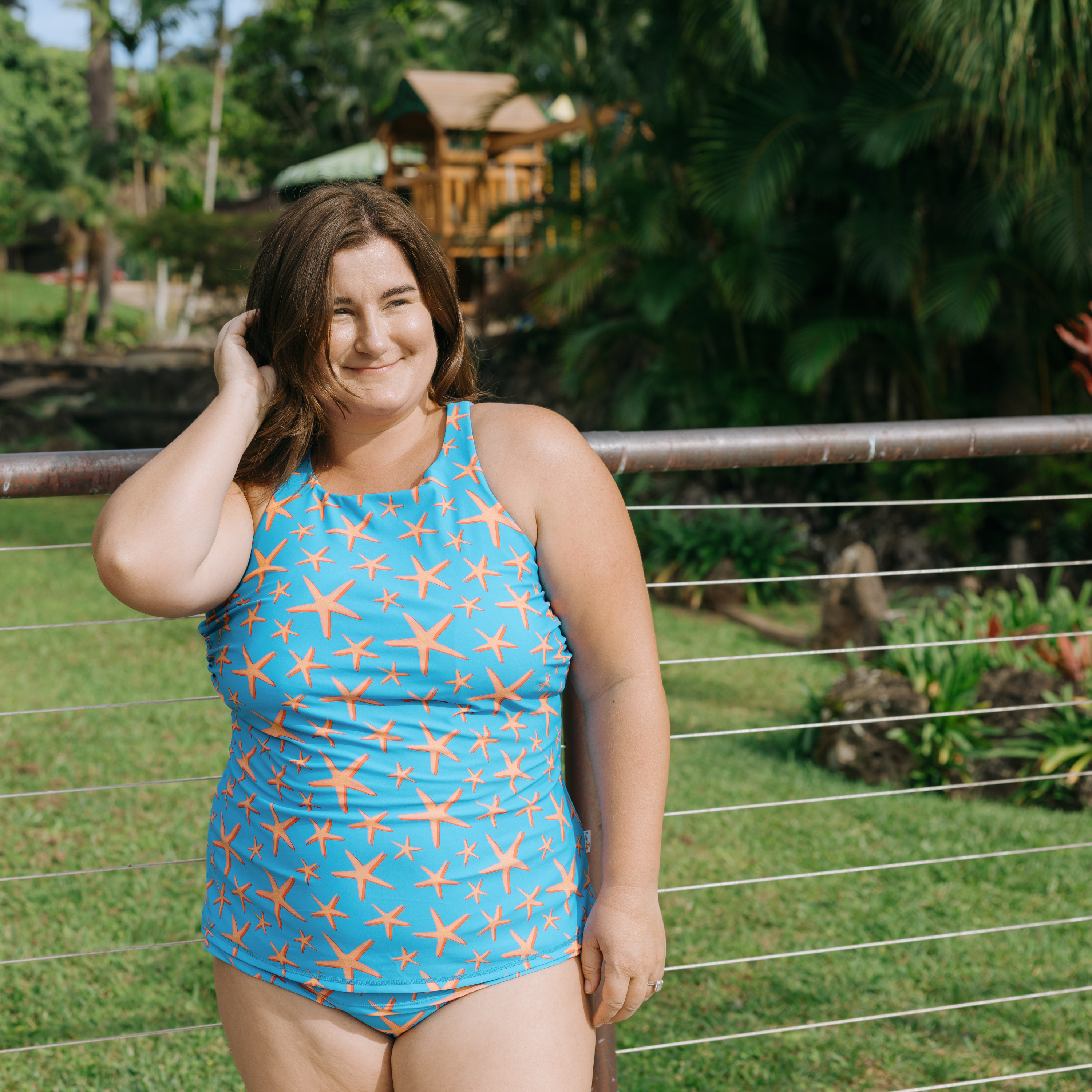 Women's High Waist Bikini Bottoms Ruched | "Starfish"-SwimZip UPF 50+ Sun Protective Swimwear & UV Zipper Rash Guards-pos3