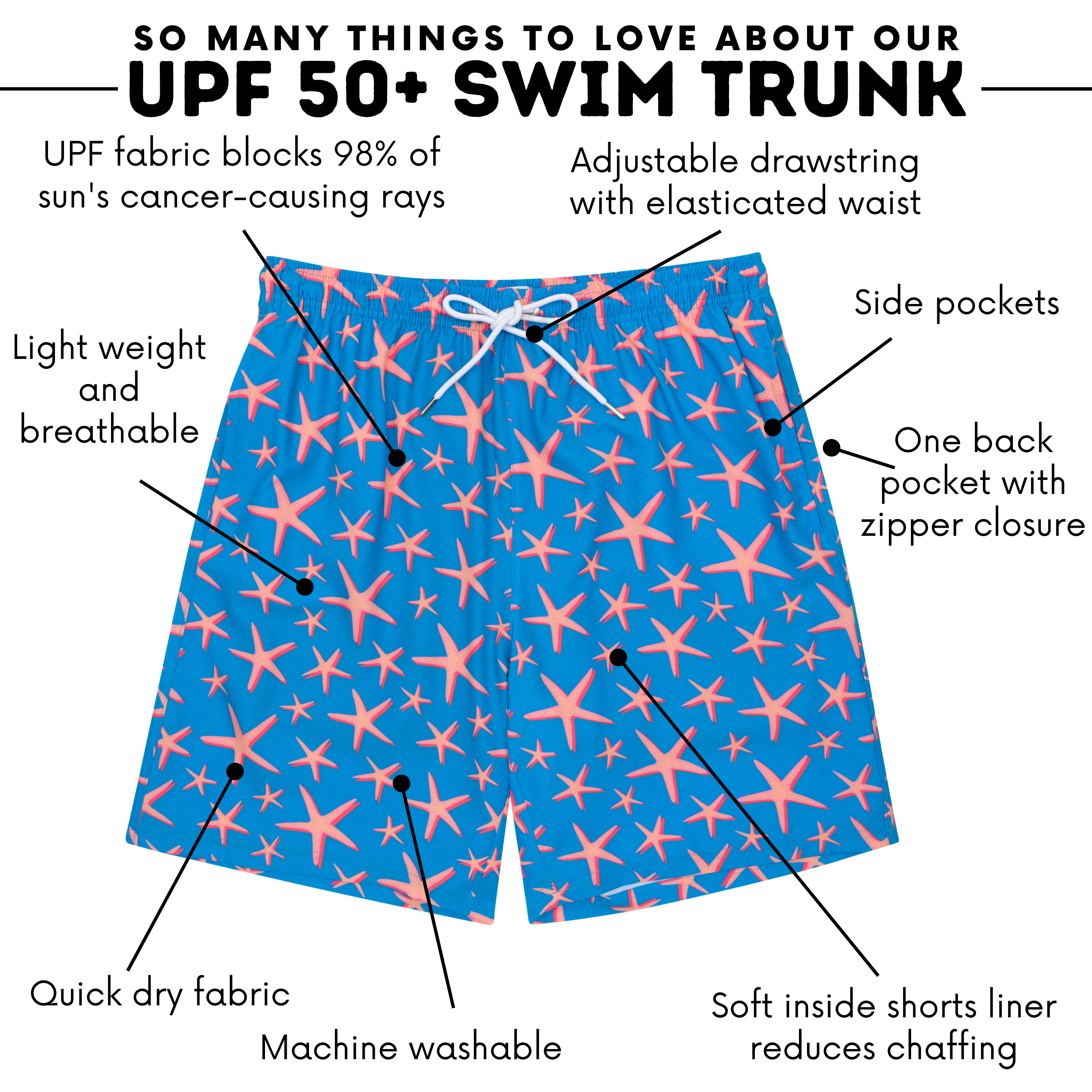 Men's 8" Swim Trunks Boxer Brief Liner | "Starfish"-SwimZip UPF 50+ Sun Protective Swimwear & UV Zipper Rash Guards-pos4