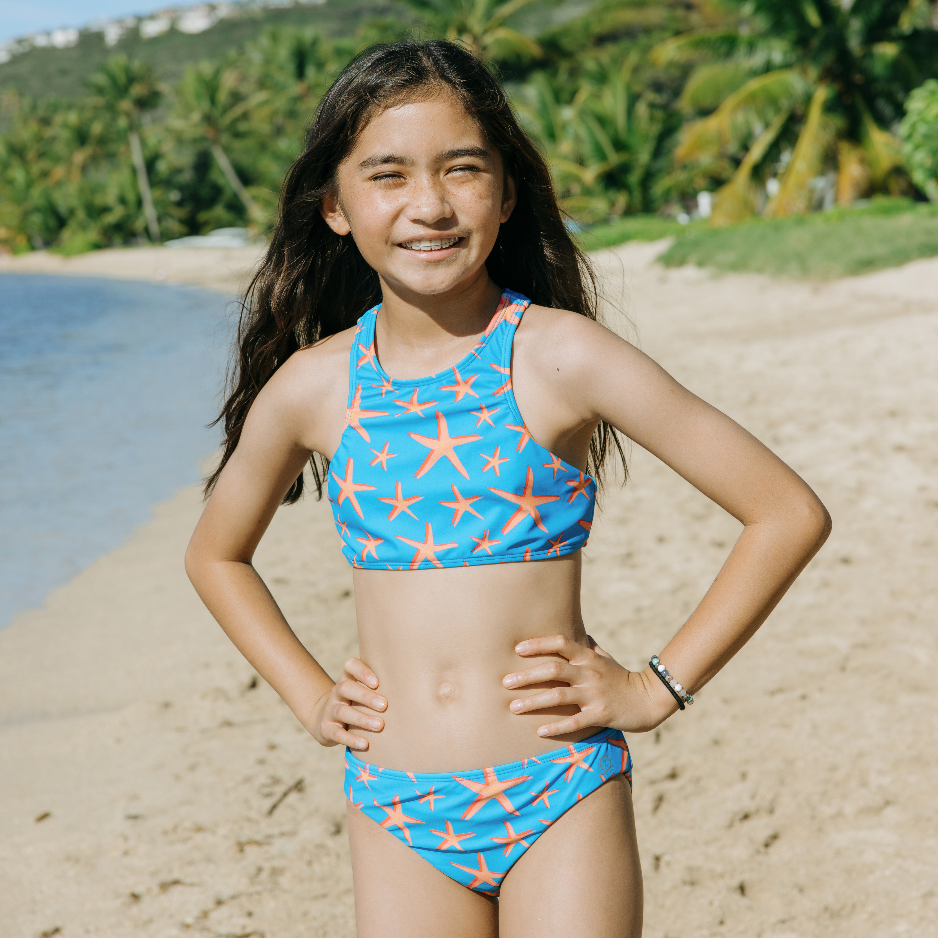 Girls Halter Top Bikini Set (2 Piece) | "Starfish"-SwimZip UPF 50+ Sun Protective Swimwear & UV Zipper Rash Guards-pos2