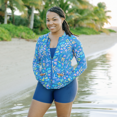 SwimZip Women's Long Sleeve Rash Guard - Black - UPF 50 Sun Protection