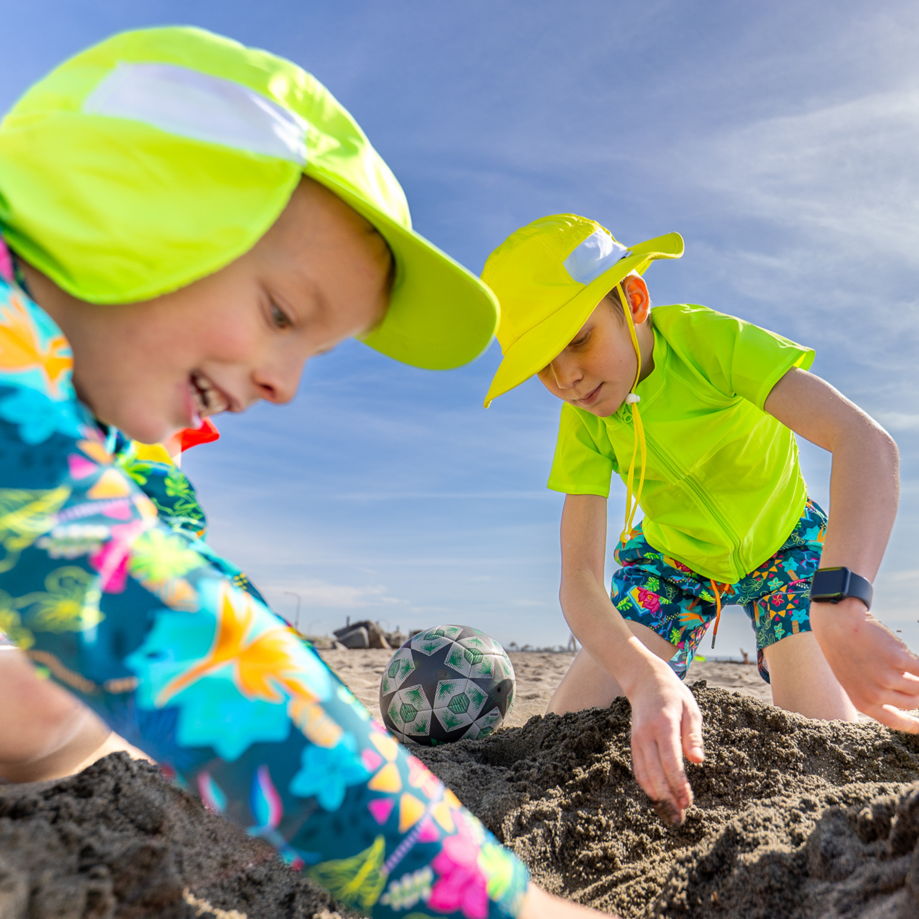 Kids Wide Brim Sun Hat "Fun Sun Day Play Hat" - Sulphur Yellow-SwimZip UPF 50+ Sun Protective Swimwear & UV Zipper Rash Guards-pos7