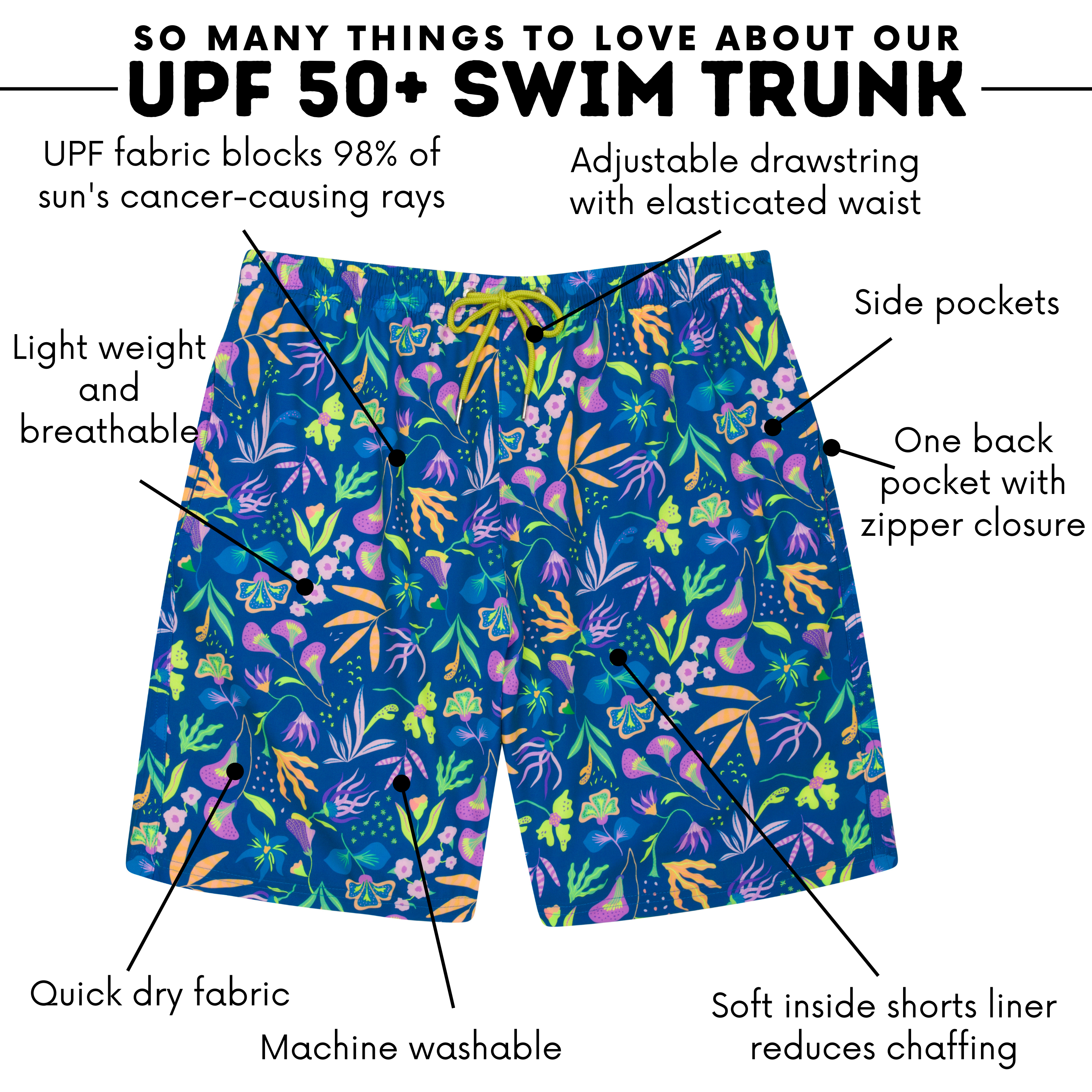 Men's 8" Swim Trunks Boxer Brief Liner | "Tropadelic"-SwimZip UPF 50+ Sun Protective Swimwear & UV Zipper Rash Guards-pos4