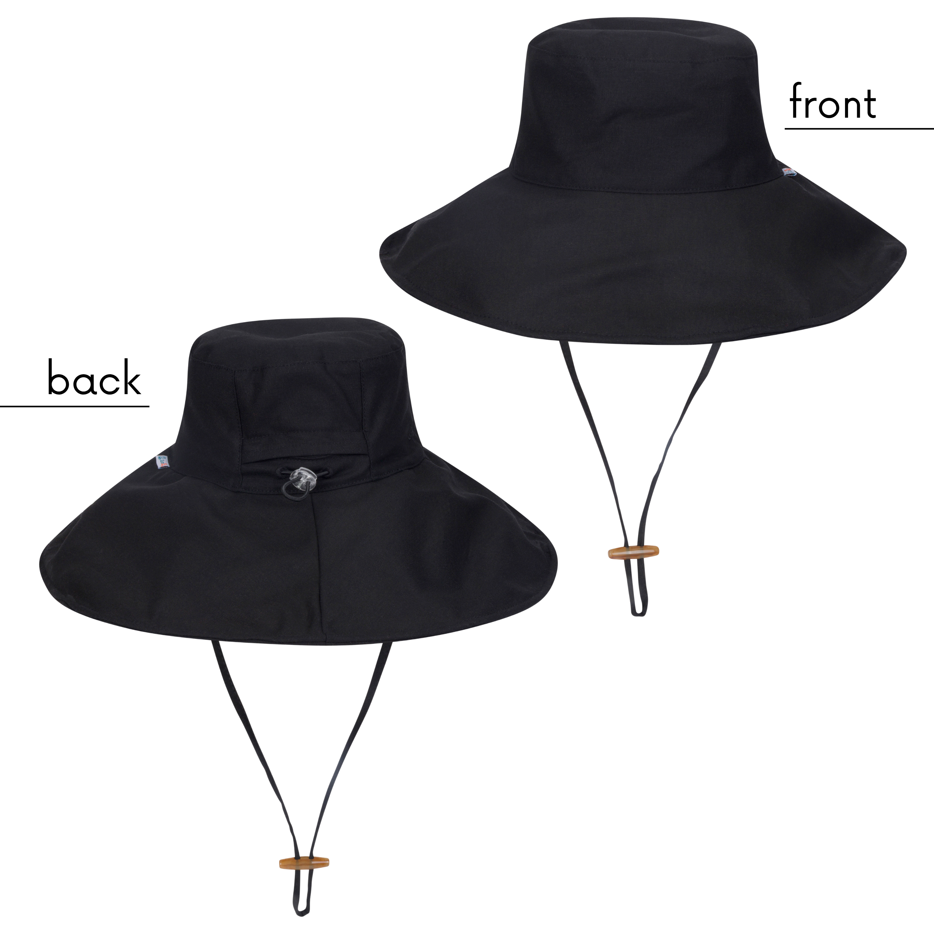 SwimZip Women's Wide Brim Sun Hat - Black - UPF 50+ Sun Protection
