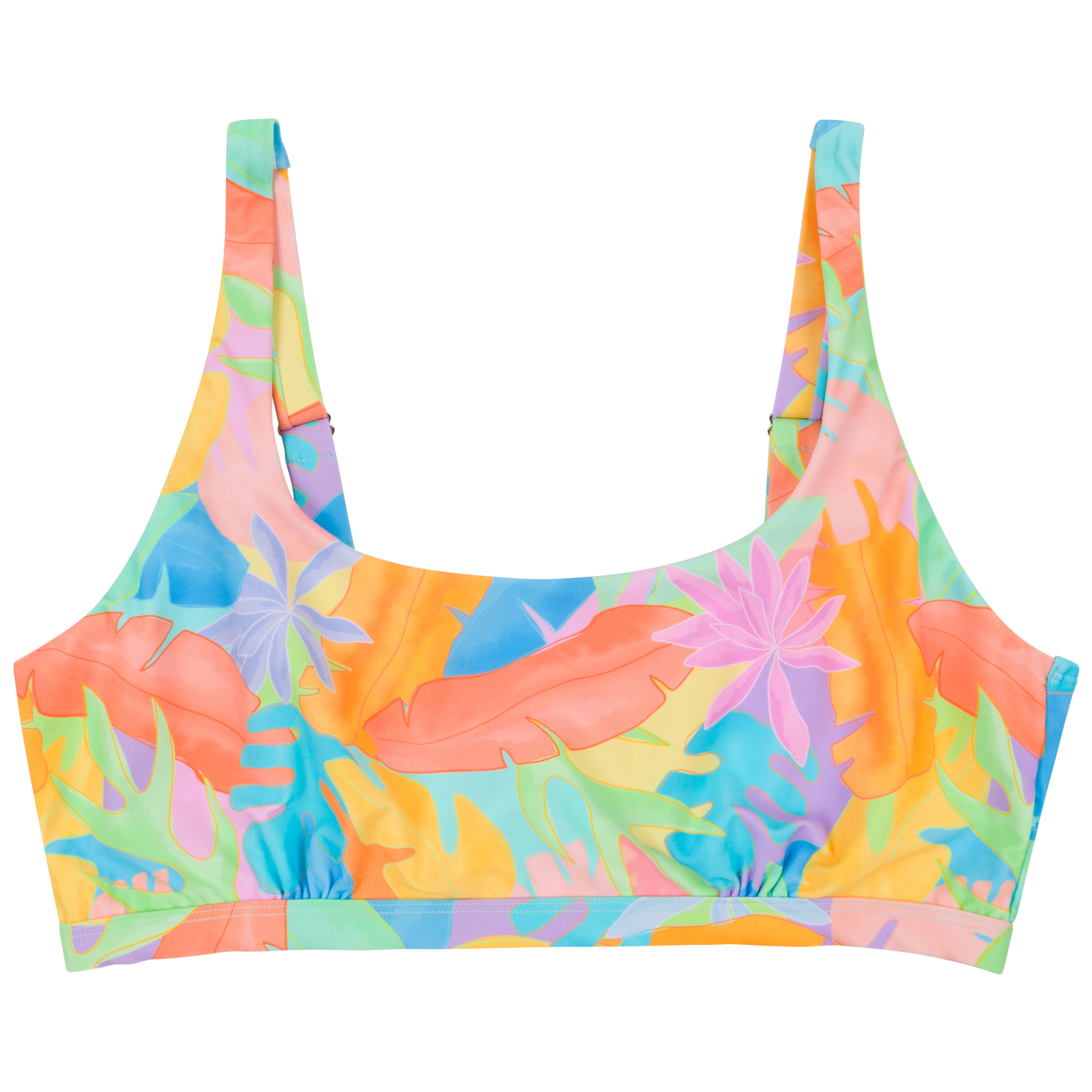 Women's Scoop Neck Bikini Top Plus Size | "Vibrant Vacay"-1X-Vibrant Vacay-SwimZip UPF 50+ Sun Protective Swimwear & UV Zipper Rash Guards-pos1