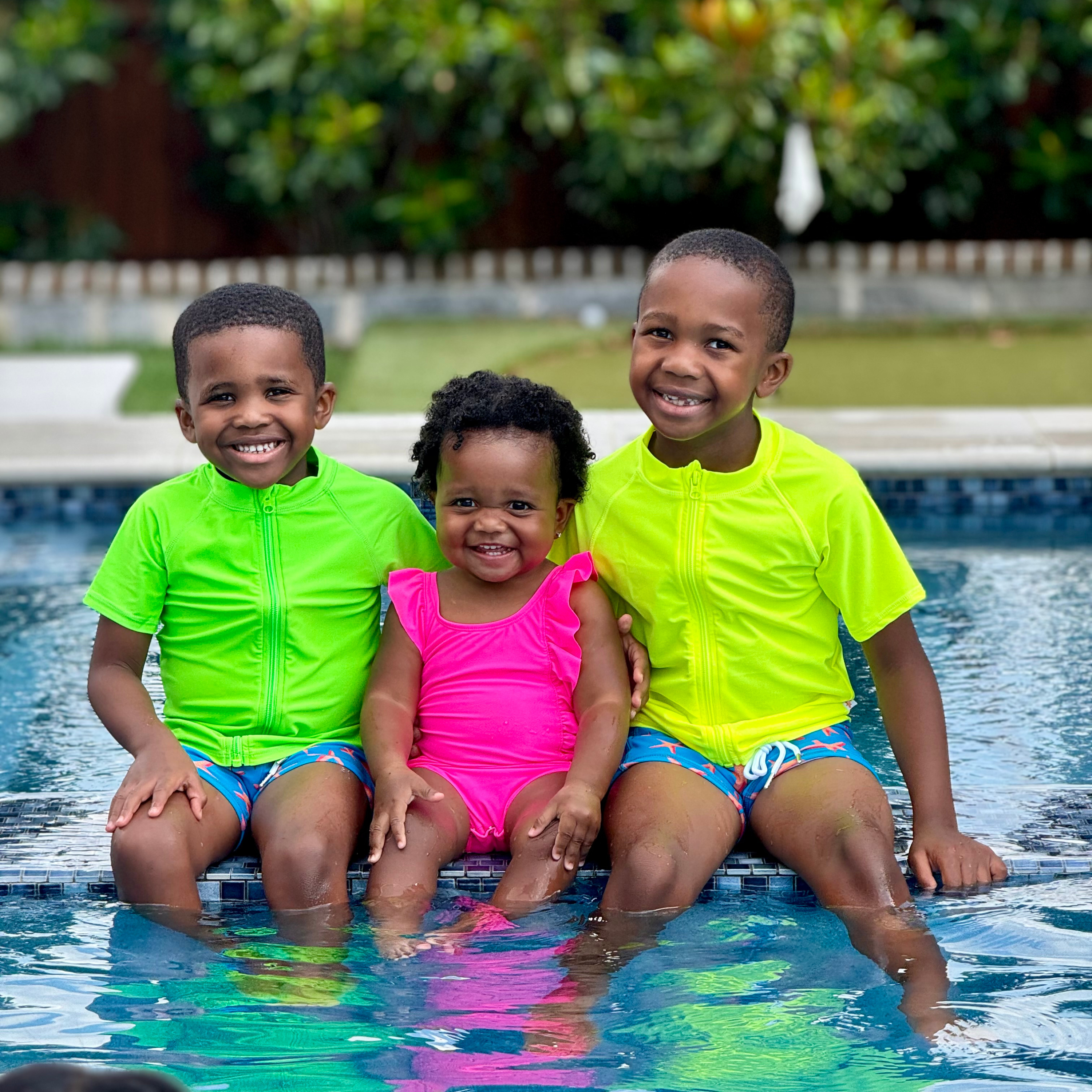 Kids Short Sleeve Zipper Rash Guard Swim Shirt | “Neon Green”-SwimZip UPF 50+ Sun Protective Swimwear & UV Zipper Rash Guards-pos6