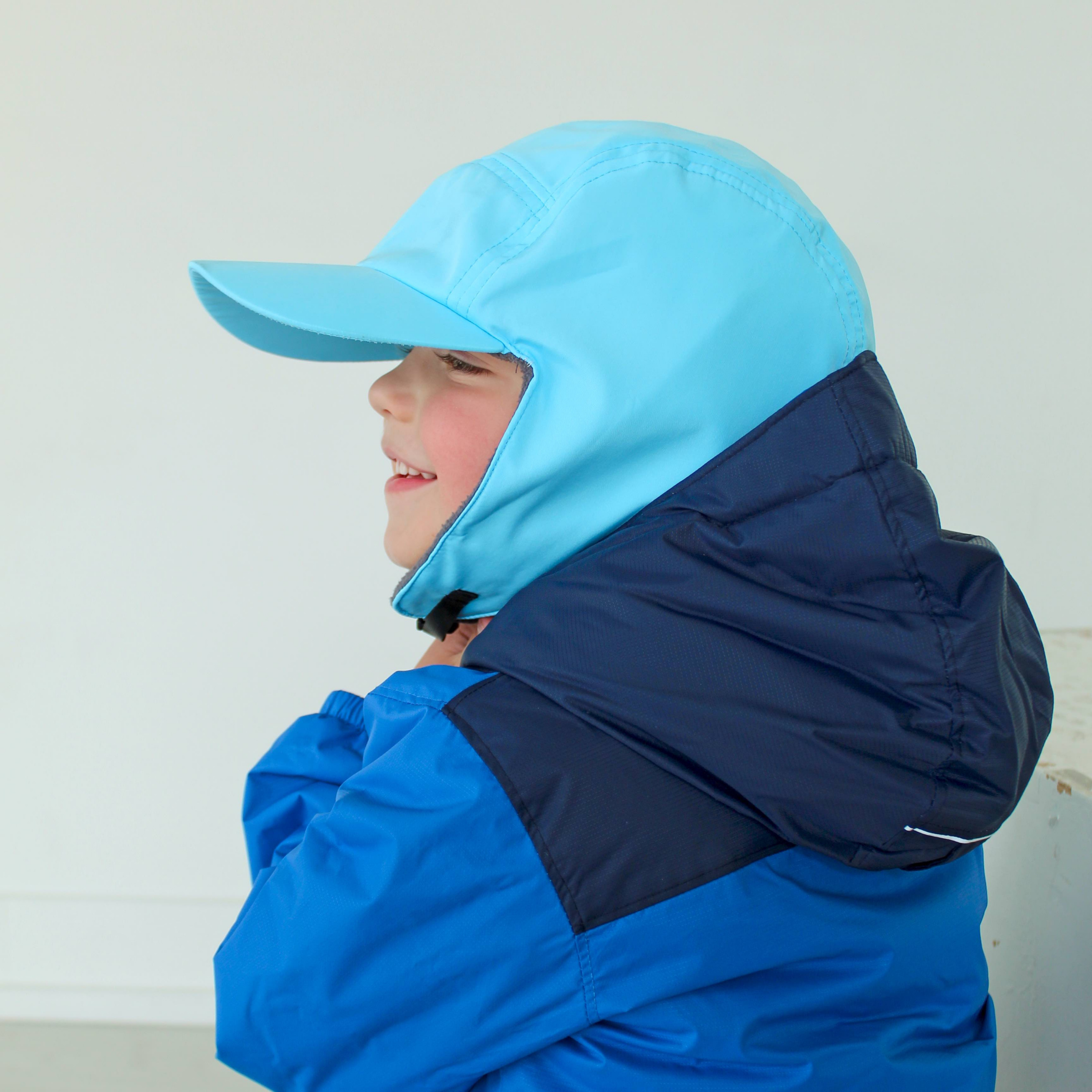 Arctic Chill Aqua Convertible Winter Sun Hat For Kids UPF 50+