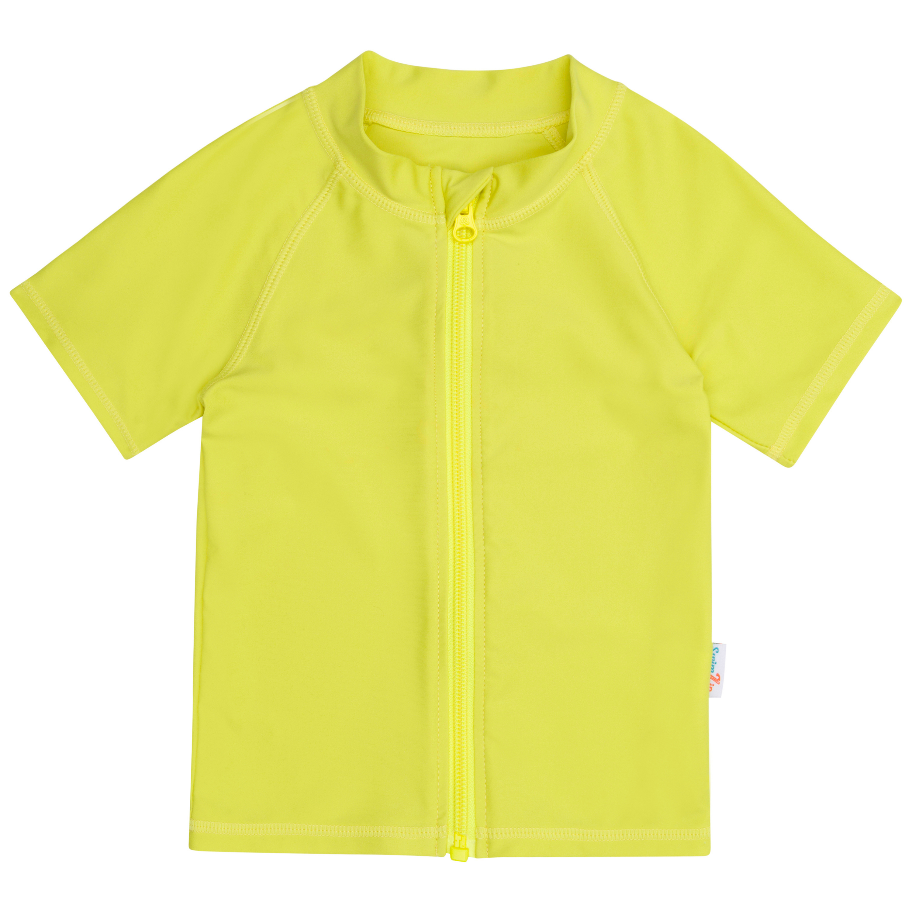 Kids Short Sleeve Zipper Rash Guard Swim Shirt | “Sulphur Yellow”-0-3 Month-Sulphur Yellow-SwimZip UPF 50+ Sun Protective Swimwear & UV Zipper Rash Guards-pos1