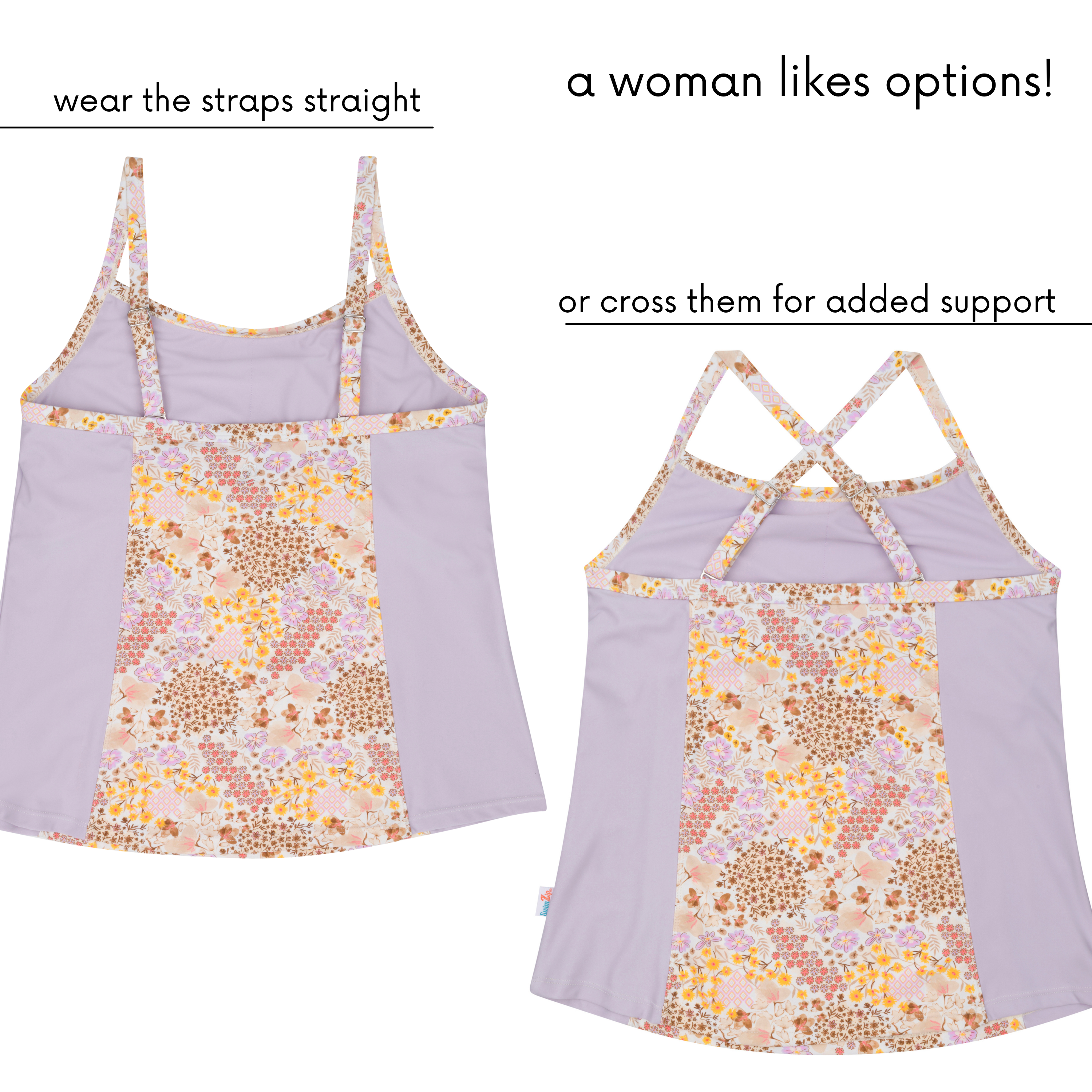 Women’s Strappy A-Line Tankini Top | “Meadows”-SwimZip UPF 50+ Sun Protective Swimwear & UV Zipper Rash Guards-pos6
