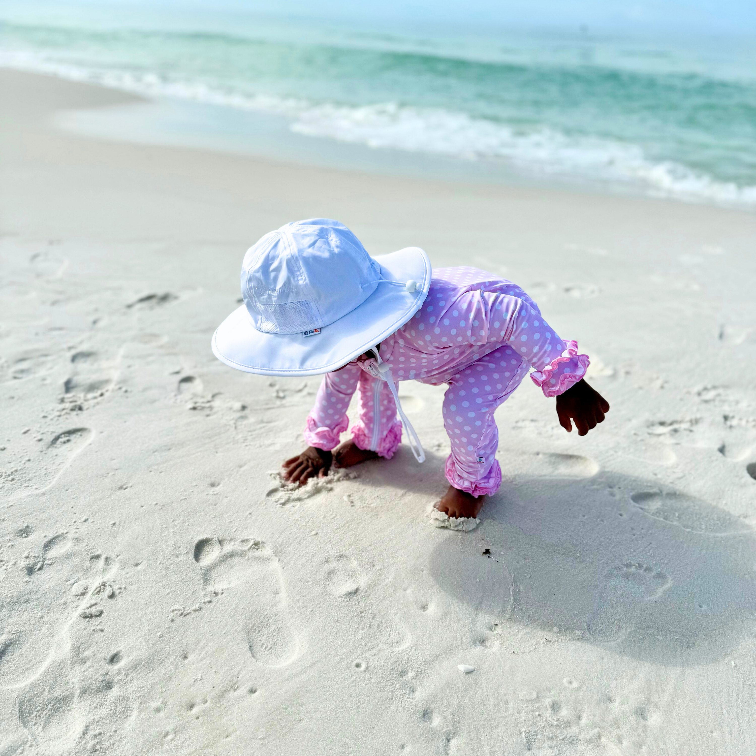 Sunsuit - Long Sleeve Romper Swimsuit | "Sassy Surfer" Pink Polka Dot-SwimZip UPF 50+ Sun Protective Swimwear & UV Zipper Rash Guards-pos5