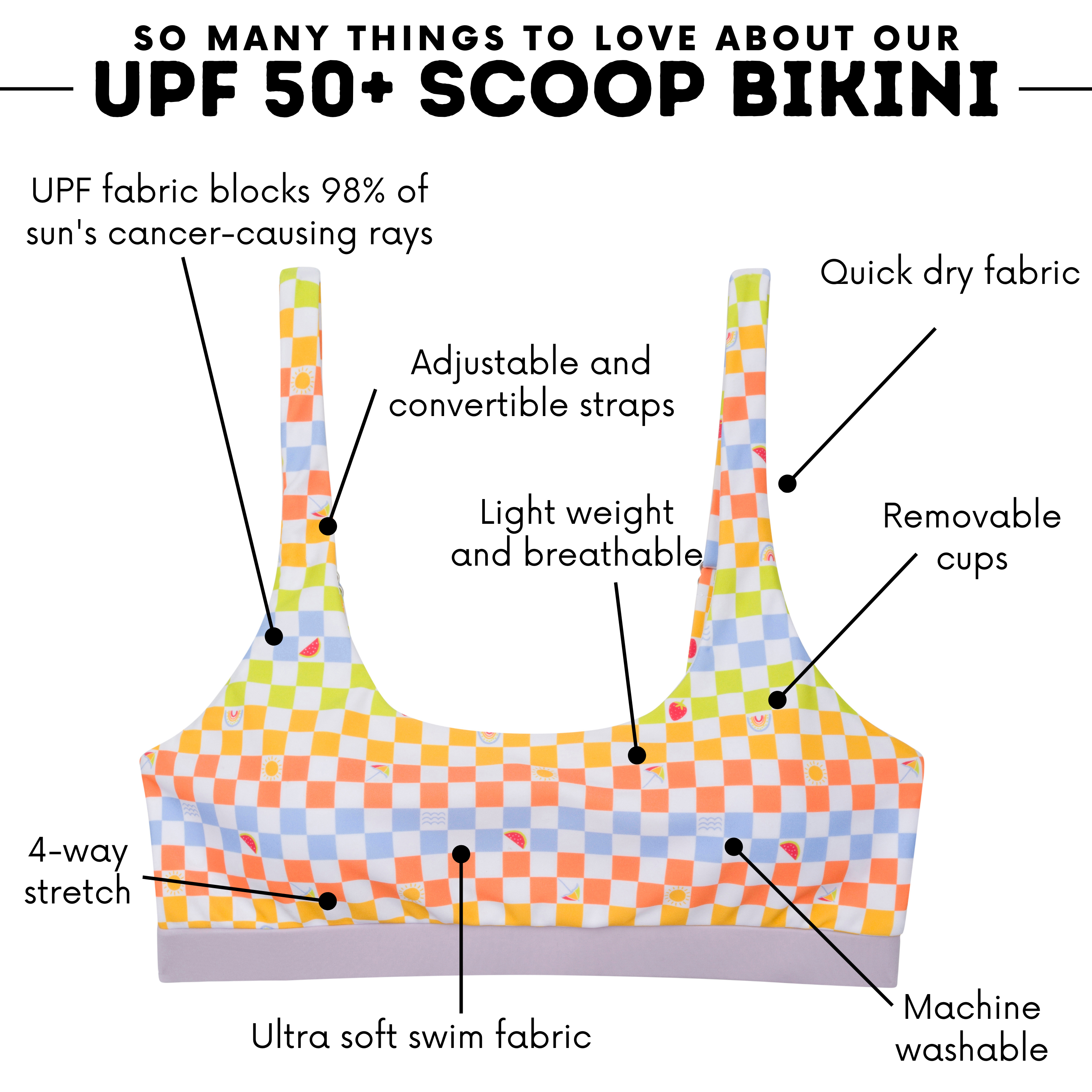 Women's Scoop Neck Bikini Top | "Gamified"-SwimZip UPF 50+ Sun Protective Swimwear & UV Zipper Rash Guards-pos3