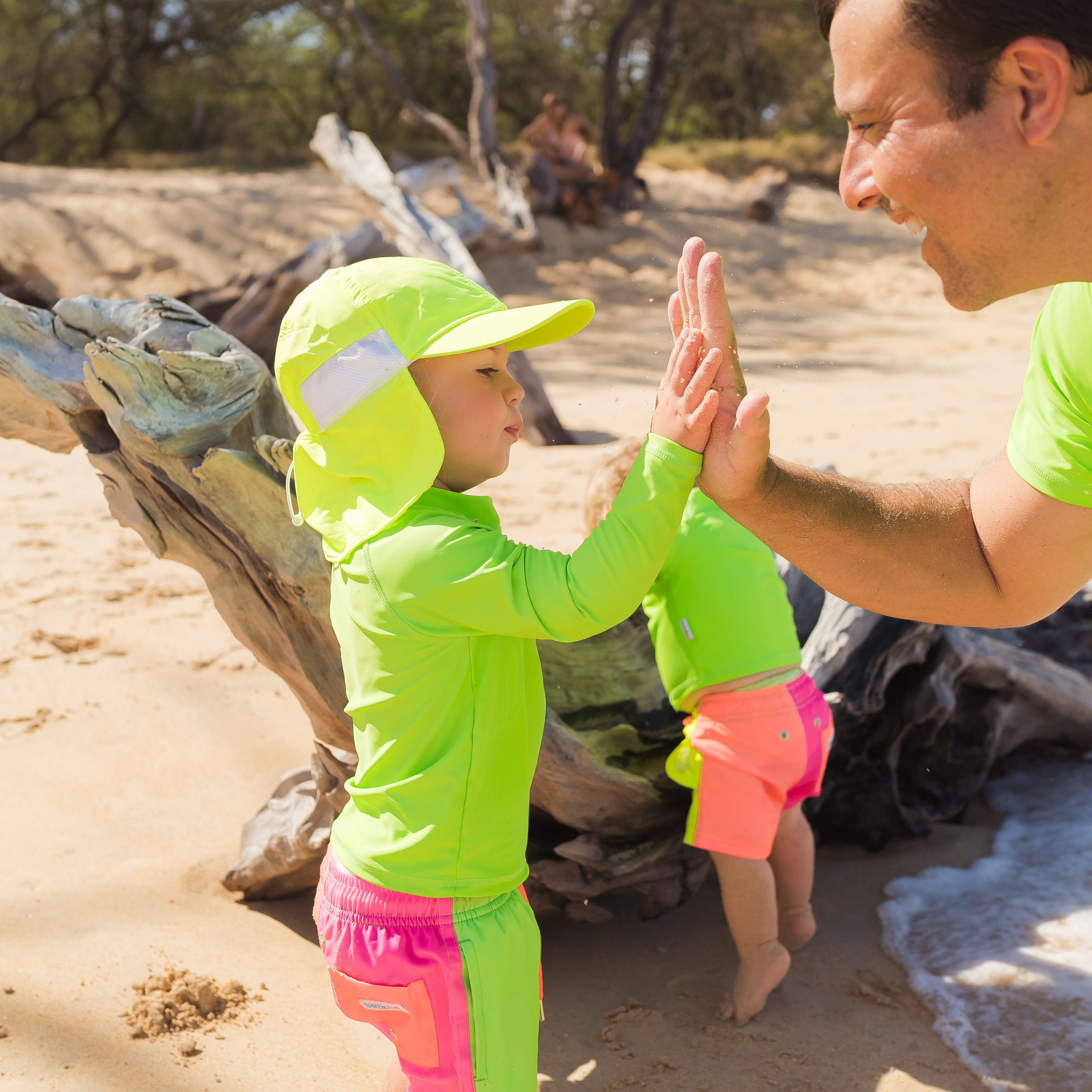 Boys Long Sleeve Zipper Rash Guard and Swim Trunk Set | "Neon Sunrise"-SwimZip UPF 50+ Sun Protective Swimwear & UV Zipper Rash Guards-pos3