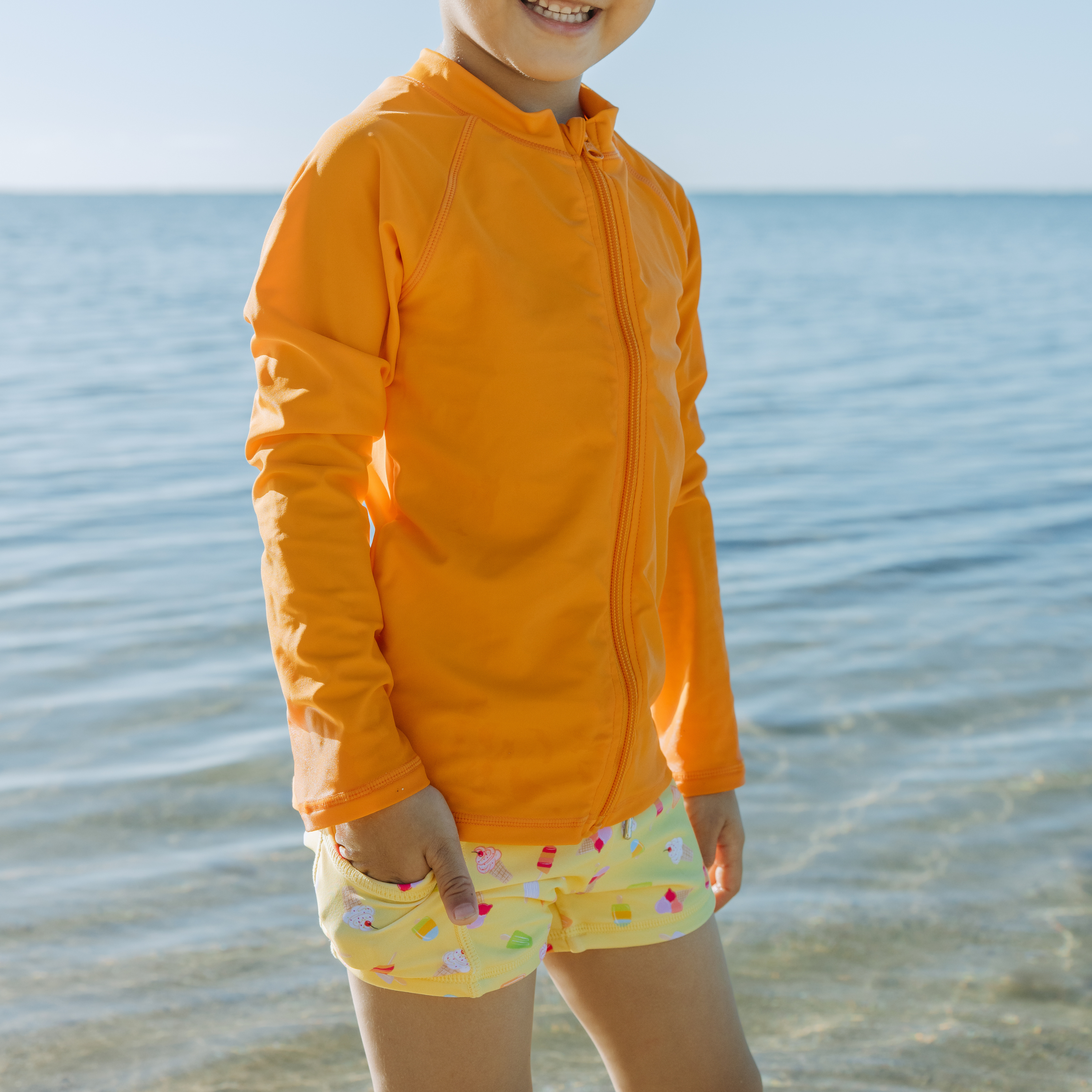 Kids Euro Swim Shorties | "Sweetie"-SwimZip UPF 50+ Sun Protective Swimwear & UV Zipper Rash Guards-pos3