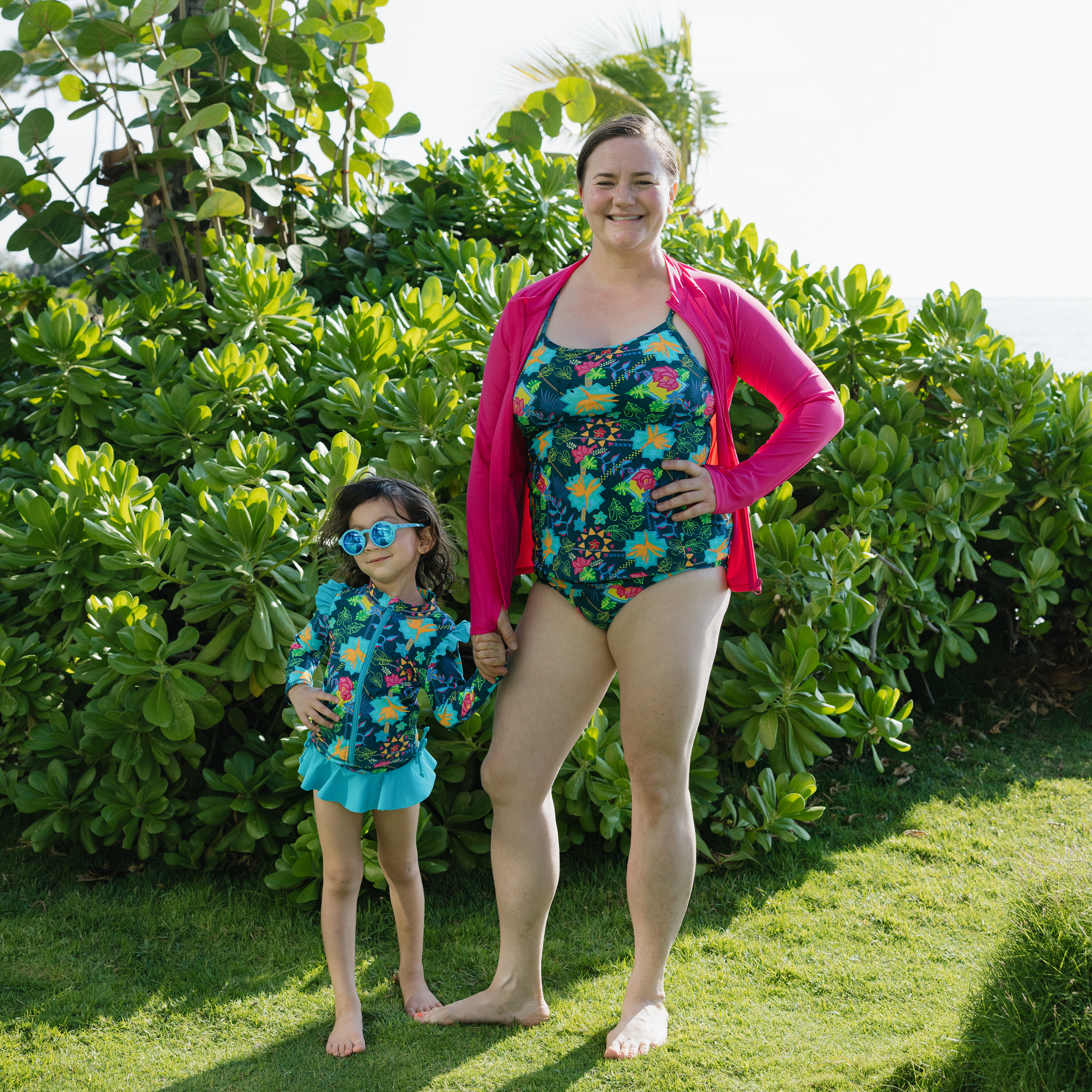 Women's Long Sleeve Rash Guard with Pockets | "Manic Magenta"-SwimZip UPF 50+ Sun Protective Swimwear & UV Zipper Rash Guards-pos3