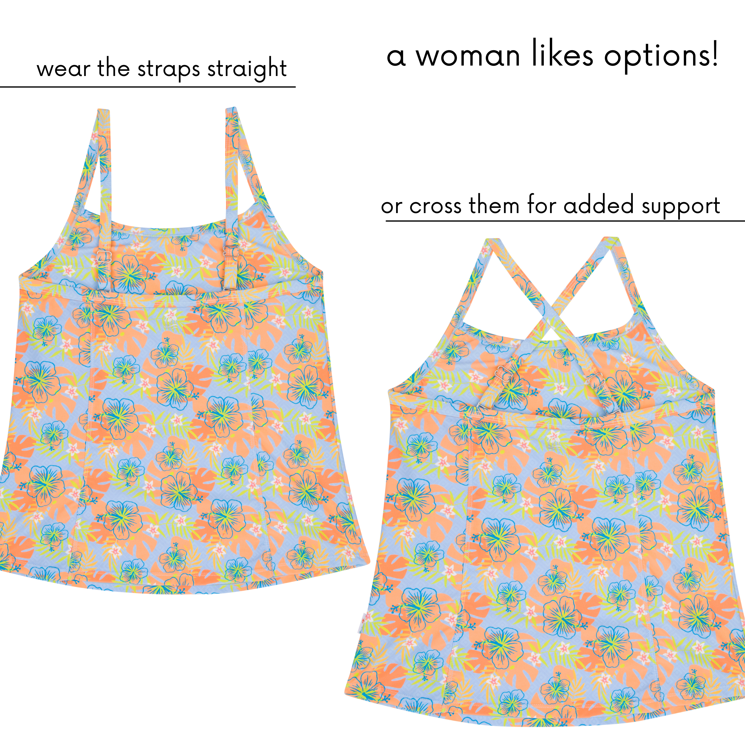 Women’s Strappy A-Line Tankini Top | “Groovy”-SwimZip UPF 50+ Sun Protective Swimwear & UV Zipper Rash Guards-pos5