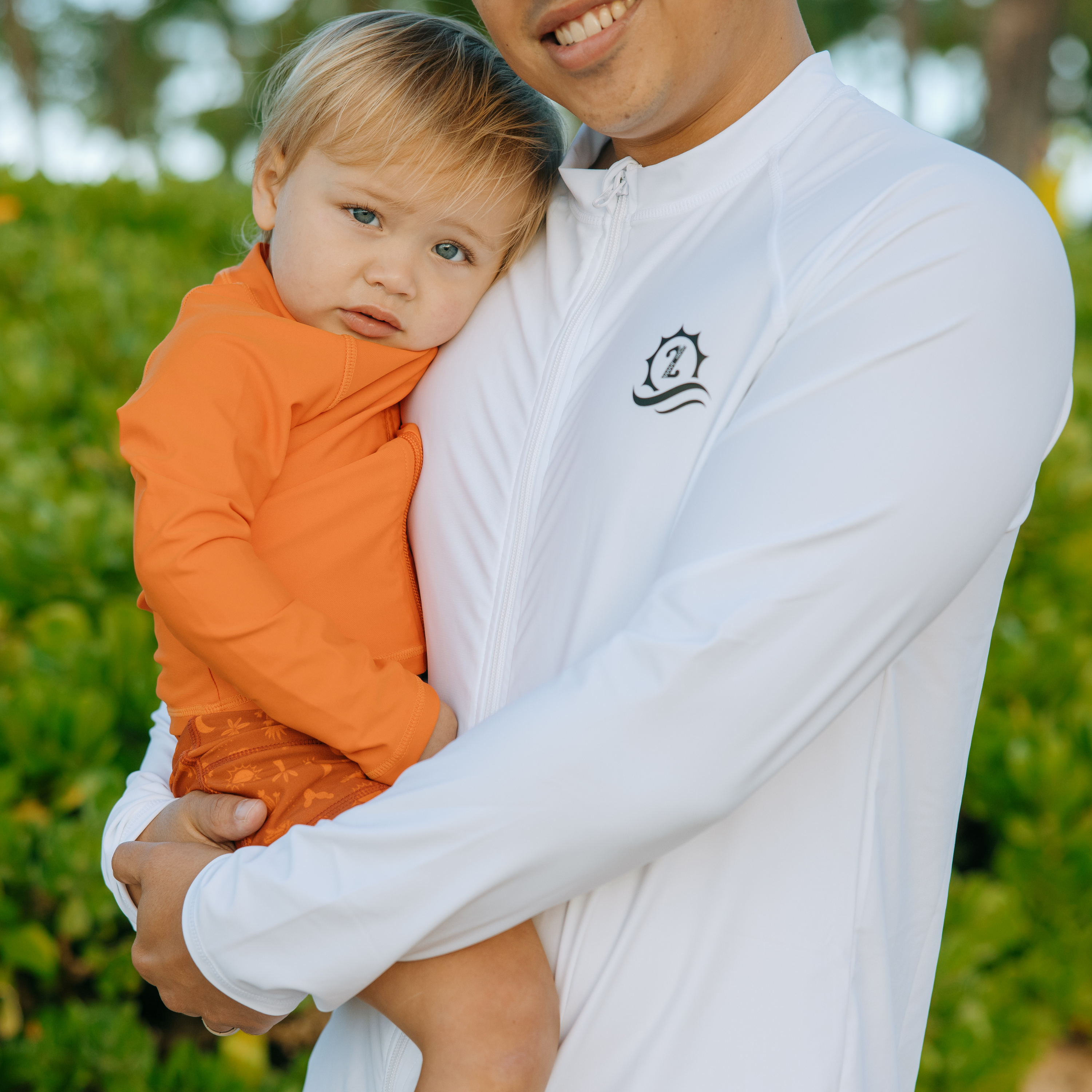 Kids UPF 50+ Long Sleeve Zipper Rash Guard Swim Shirt | "Desert Orange"-SwimZip UPF 50+ Sun Protective Swimwear & UV Zipper Rash Guards-pos2