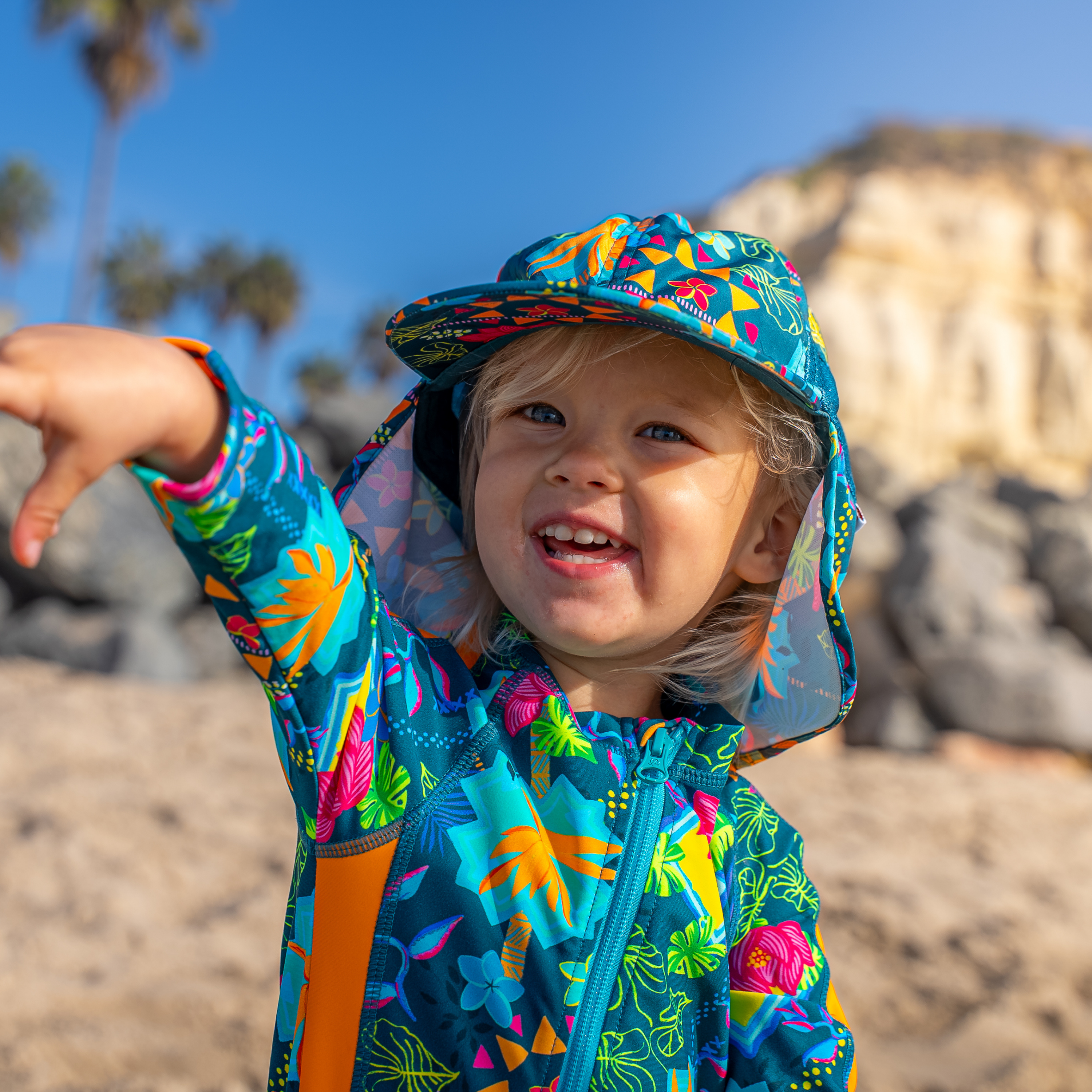 Kids Flap Hat | Summer Max-SwimZip UPF 50+ Sun Protective Swimwear & UV Zipper Rash Guards-pos3