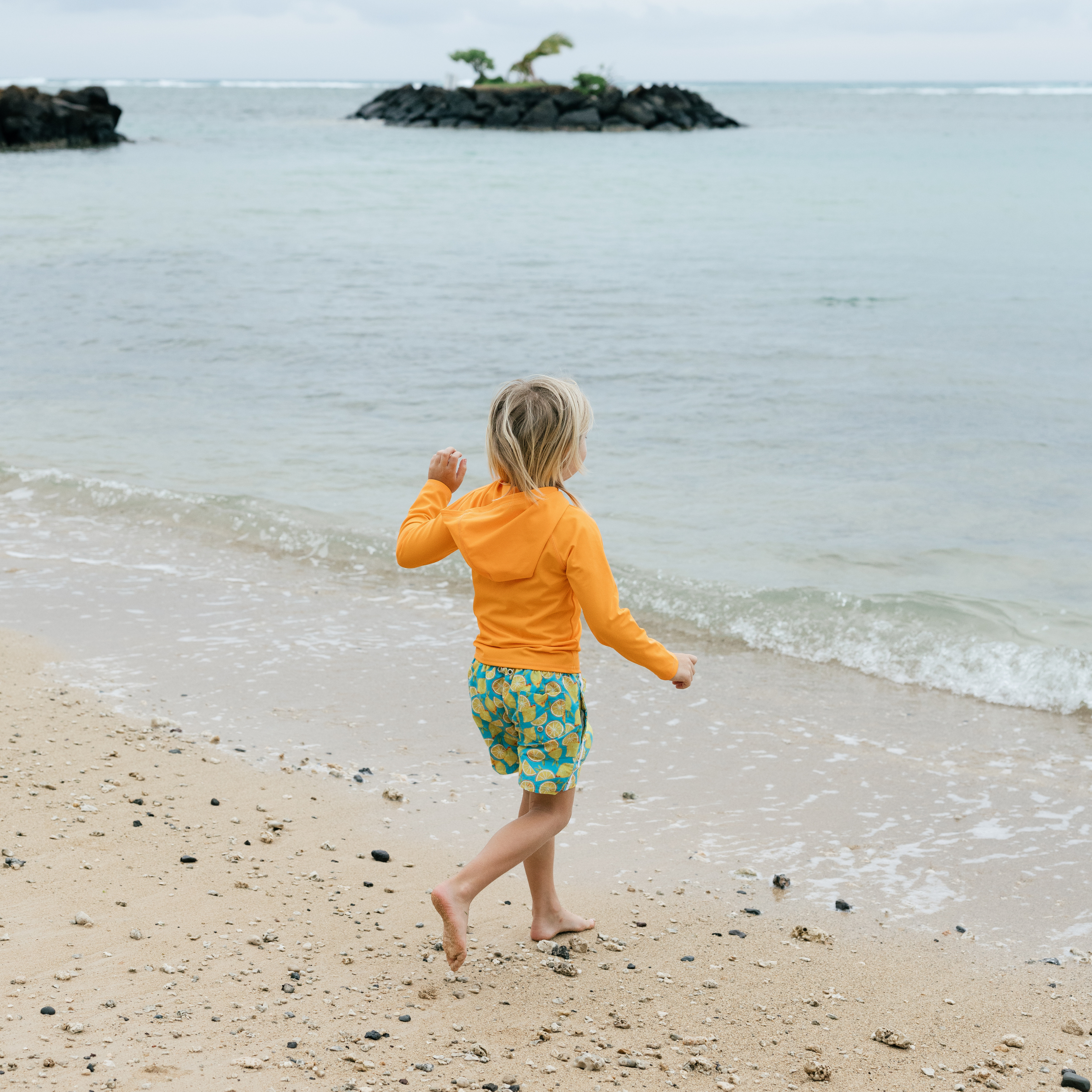 Kids Hooded Long Sleeve Zipper Rash Guard Swim Shirt | "Orange"-SwimZip UPF 50+ Sun Protective Swimwear & UV Zipper Rash Guards-pos12