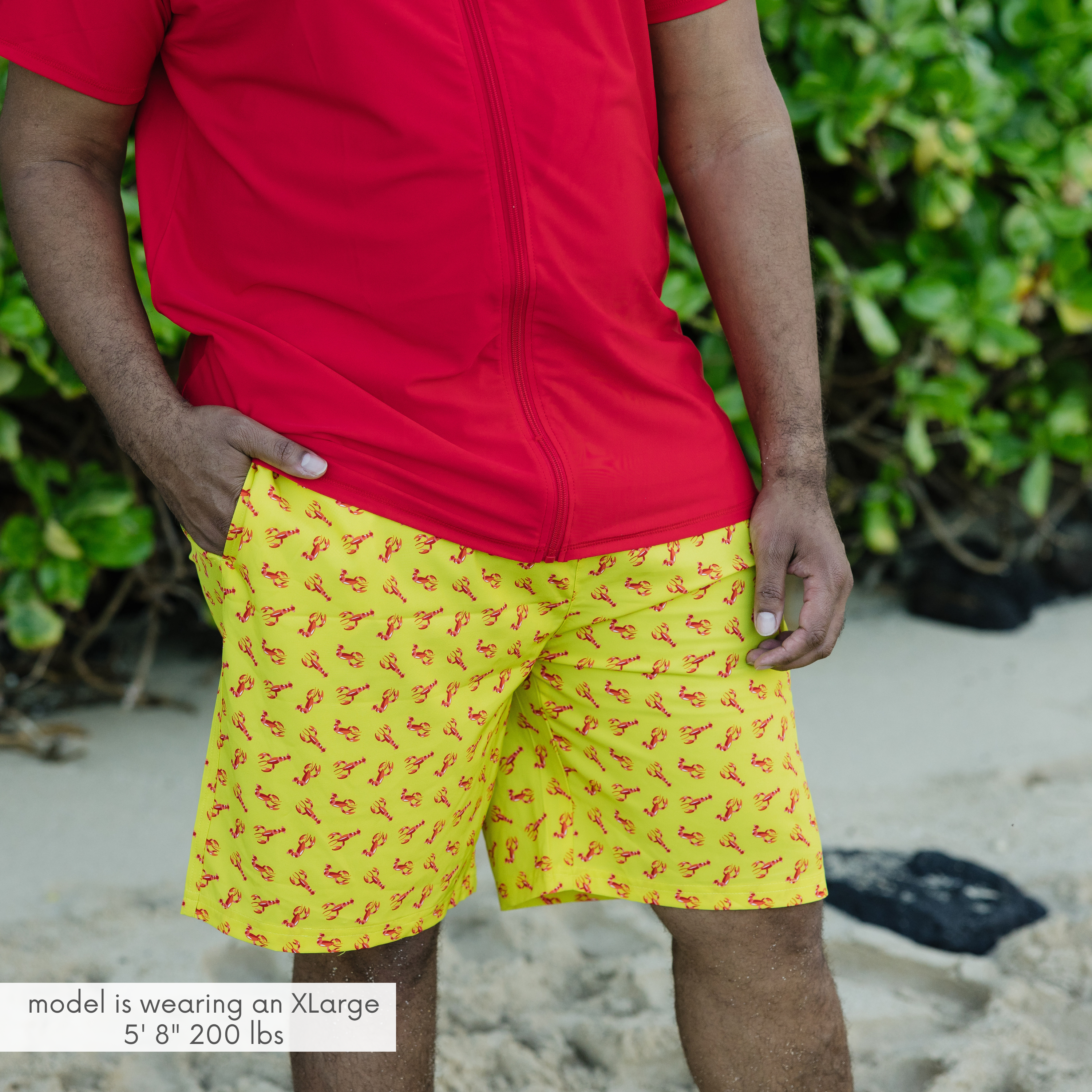 Men's 8" Swim Trunks Boxer Brief Liner | "Lobster"-SwimZip UPF 50+ Sun Protective Swimwear & UV Zipper Rash Guards-pos5