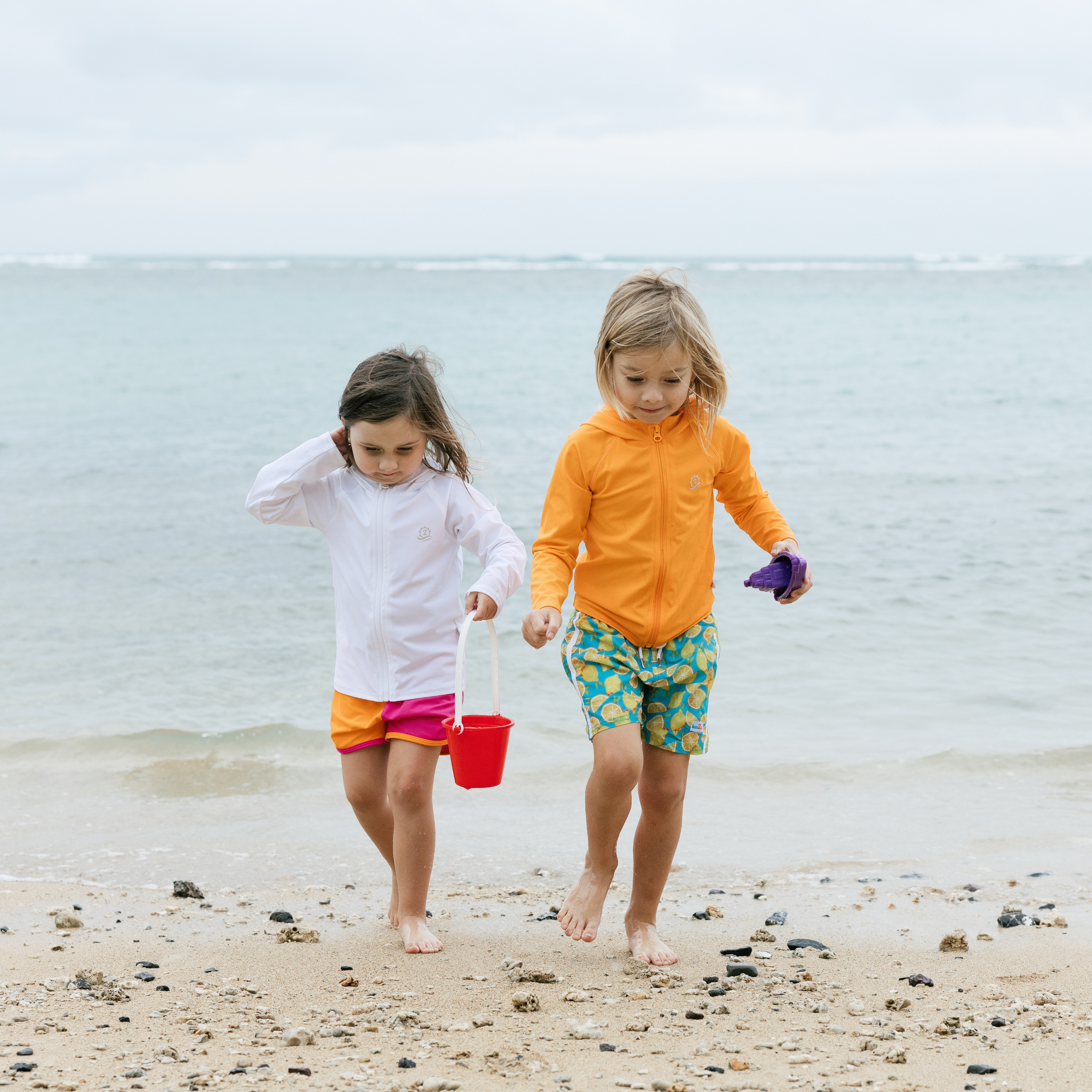 Kids Hooded Long Sleeve Zipper Rash Guard Swim Shirt | "Orange"-SwimZip UPF 50+ Sun Protective Swimwear & UV Zipper Rash Guards-pos16