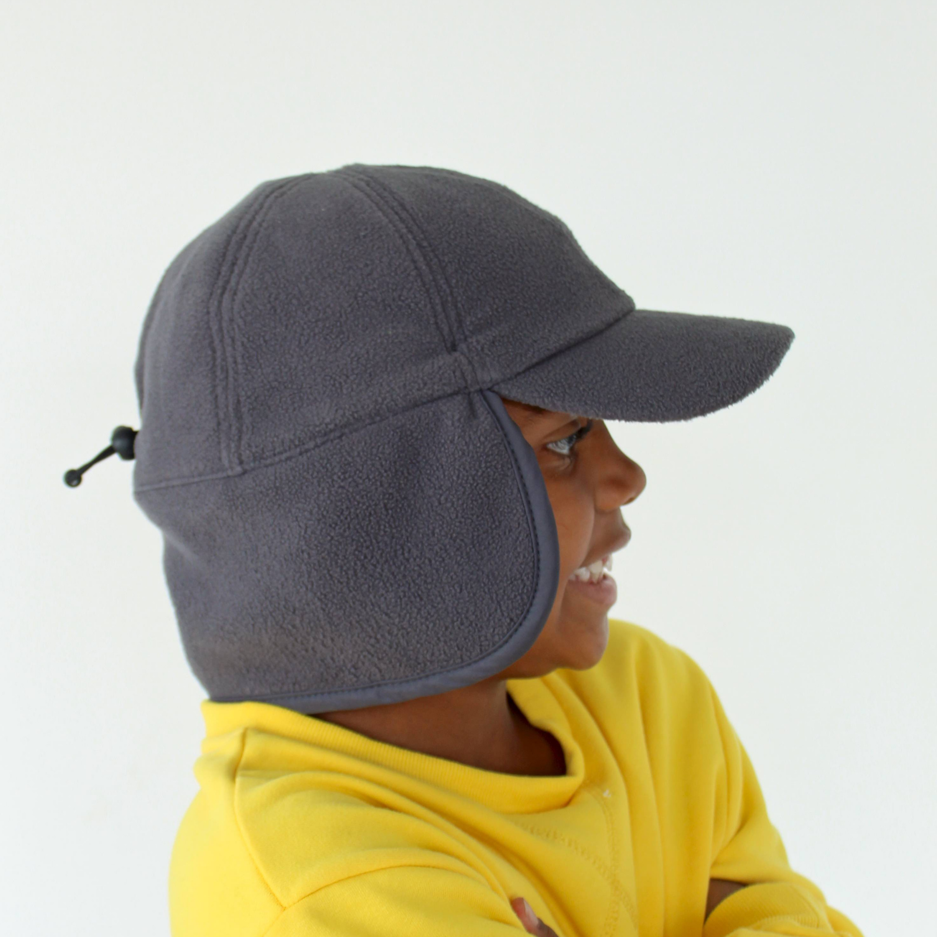 Kids Frosty Fleece Winter Flap Hat - Slate-SwimZip UPF 50+ Sun Protective Swimwear & UV Zipper Rash Guards-pos3