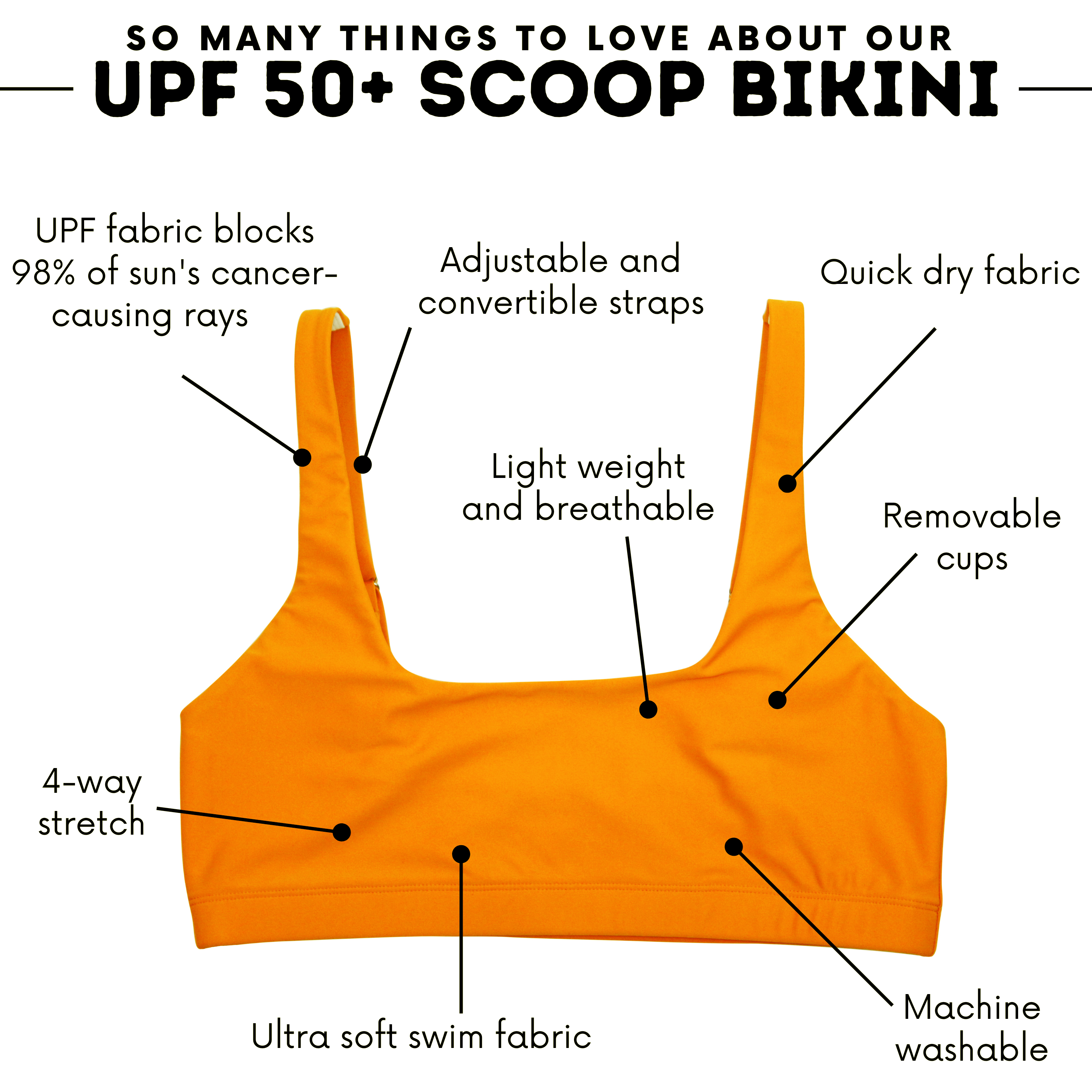 Women's Scoop Neck Bikini Top | "Orange"-SwimZip UPF 50+ Sun Protective Swimwear & UV Zipper Rash Guards-pos4