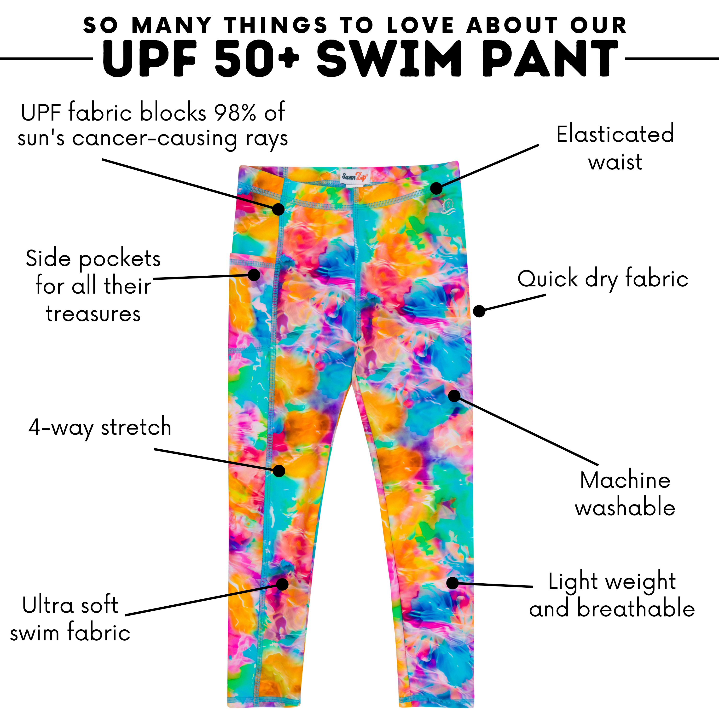 Kids Swim Pants | "Impressions"-SwimZip UPF 50+ Sun Protective Swimwear & UV Zipper Rash Guards-pos4