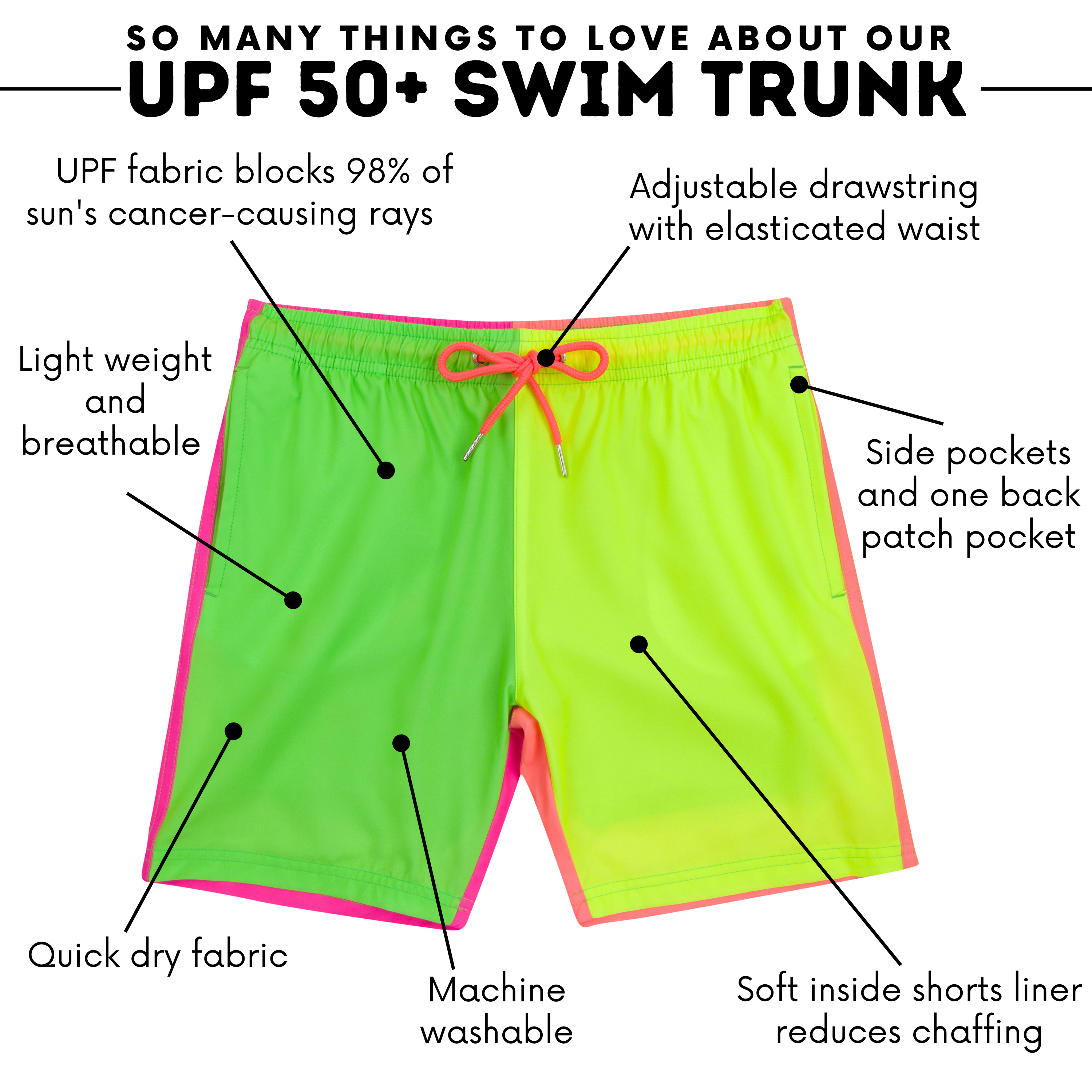 Boys Swim Trunks Boxer Brief Liner (sizes 6-14) | “Neon Sunrise"-SwimZip UPF 50+ Sun Protective Swimwear & UV Zipper Rash Guards-pos4