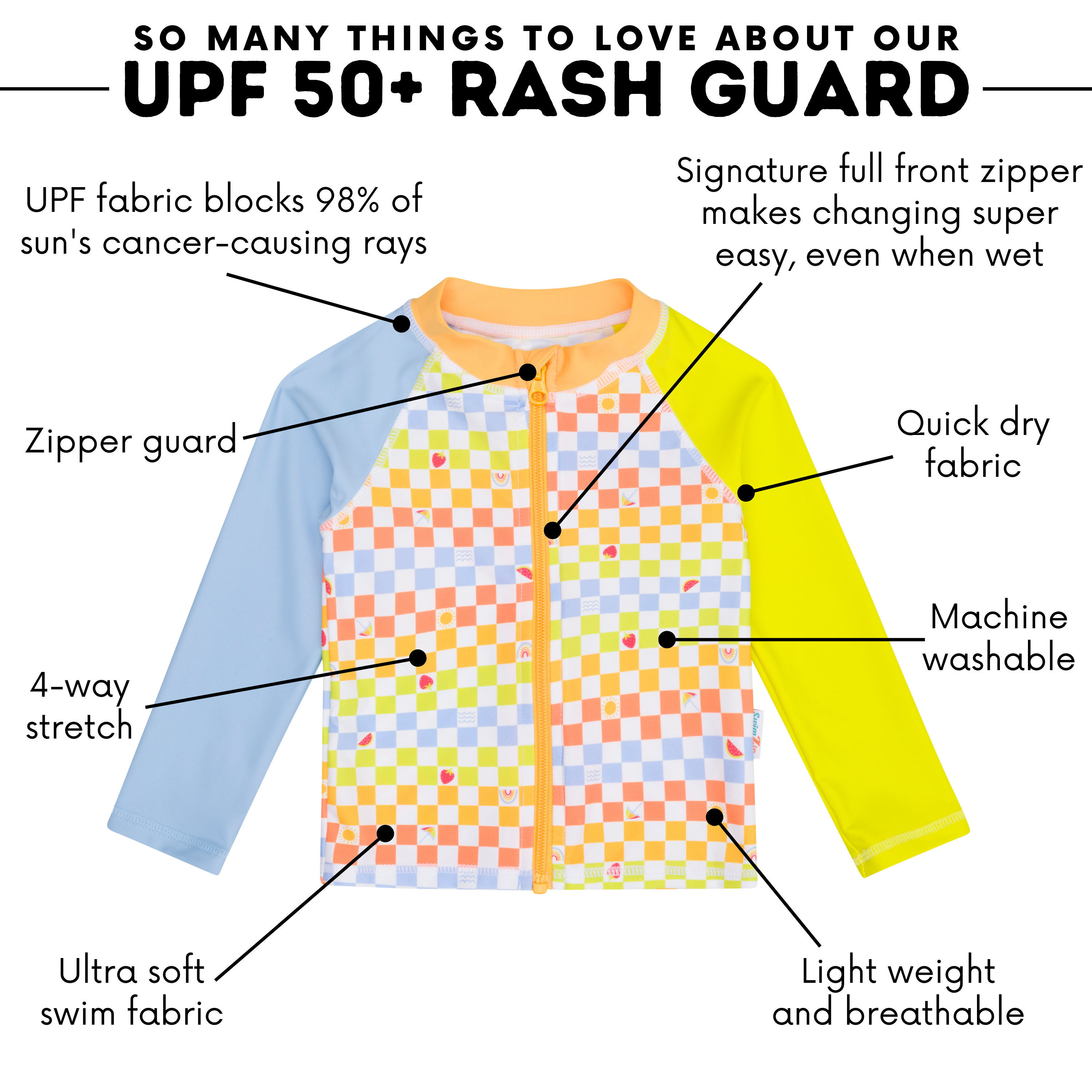 Kids UPF 50+ Long Sleeve Zipper Rash Guard Swim Shirt | "Gamified"-SwimZip UPF 50+ Sun Protective Swimwear & UV Zipper Rash Guards-pos4