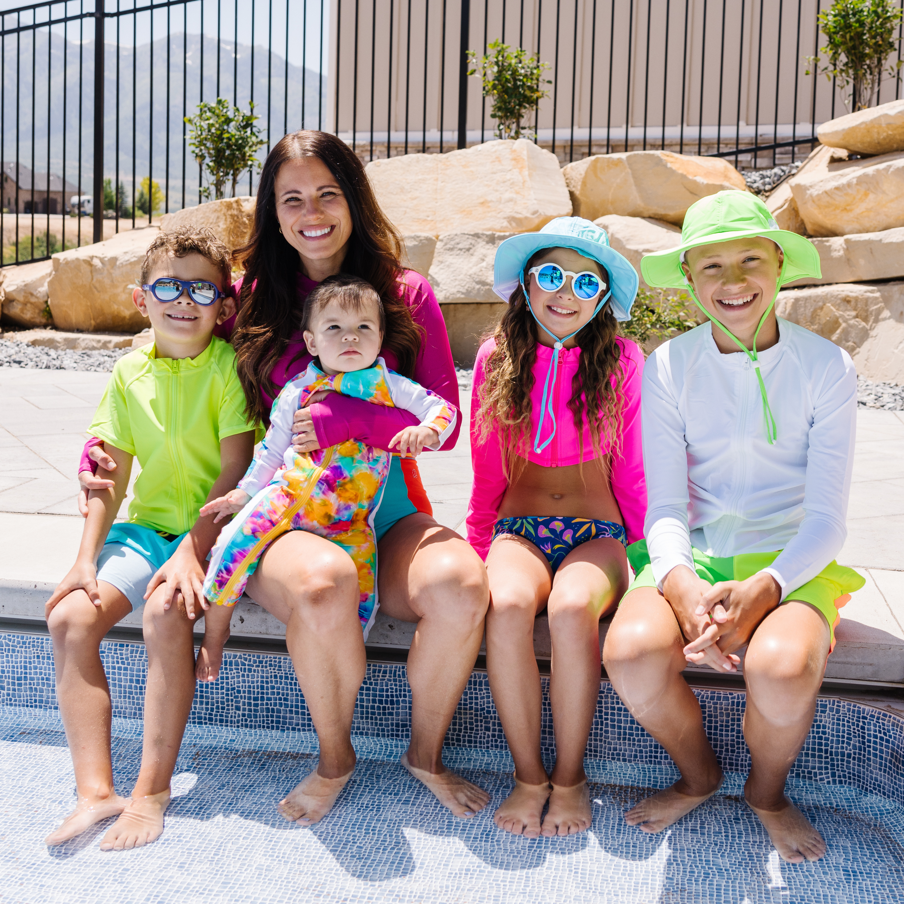Girls Long Sleeve Crop Rash Guard | "Neon Pink"-SwimZip UPF 50+ Sun Protective Swimwear & UV Zipper Rash Guards-pos3