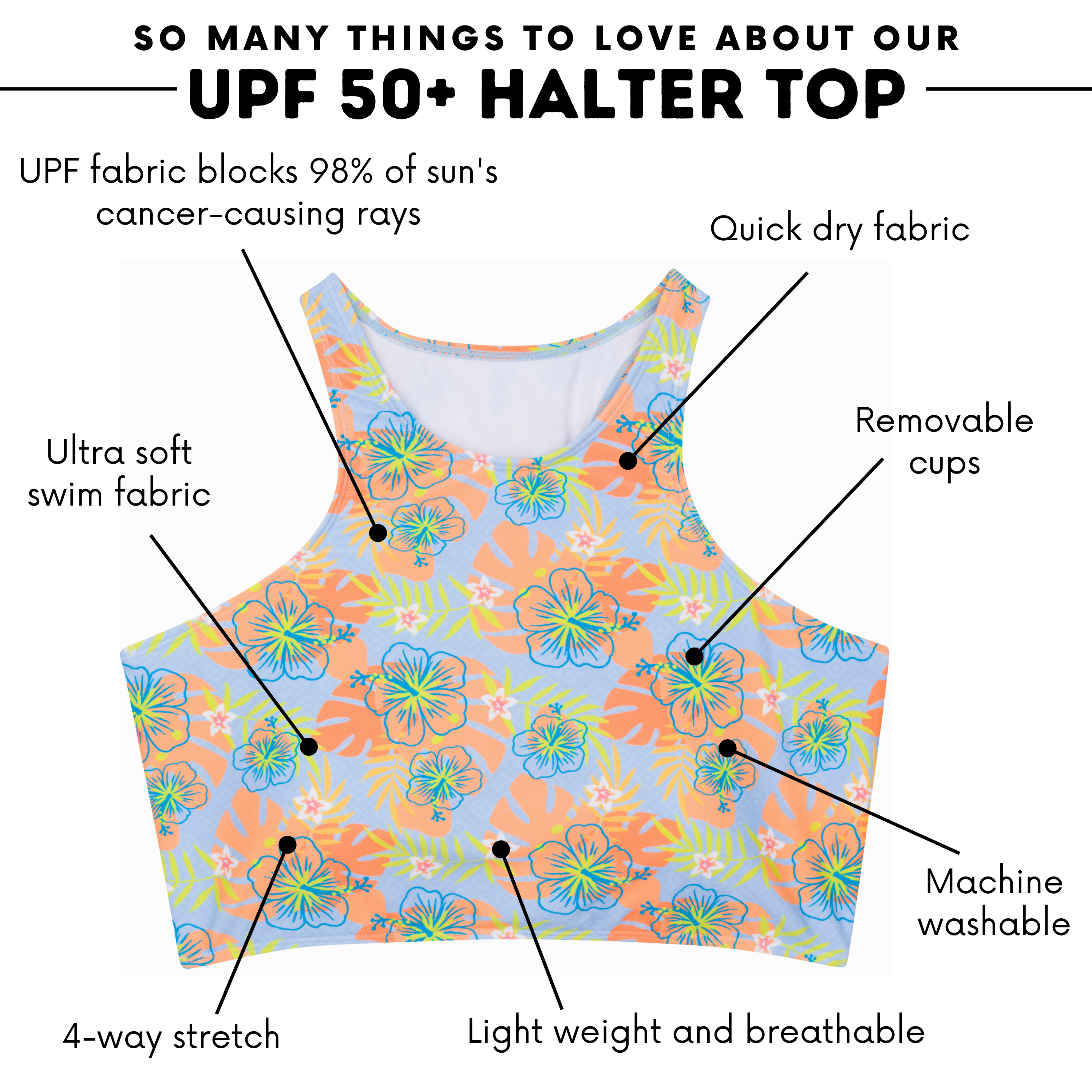 Women's Halter Bikini Top | "Groovy"-SwimZip UPF 50+ Sun Protective Swimwear & UV Zipper Rash Guards-pos4