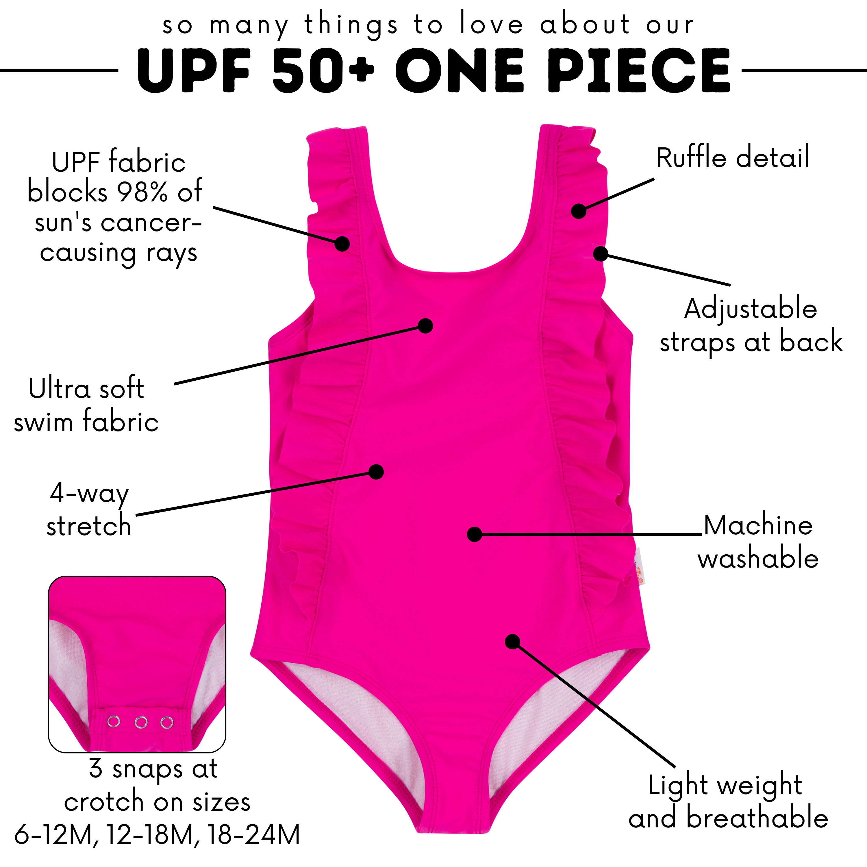 Girls Ruffle One-Piece Swimsuit | "Manic Magenta"-SwimZip UPF 50+ Sun Protective Swimwear & UV Zipper Rash Guards-pos4