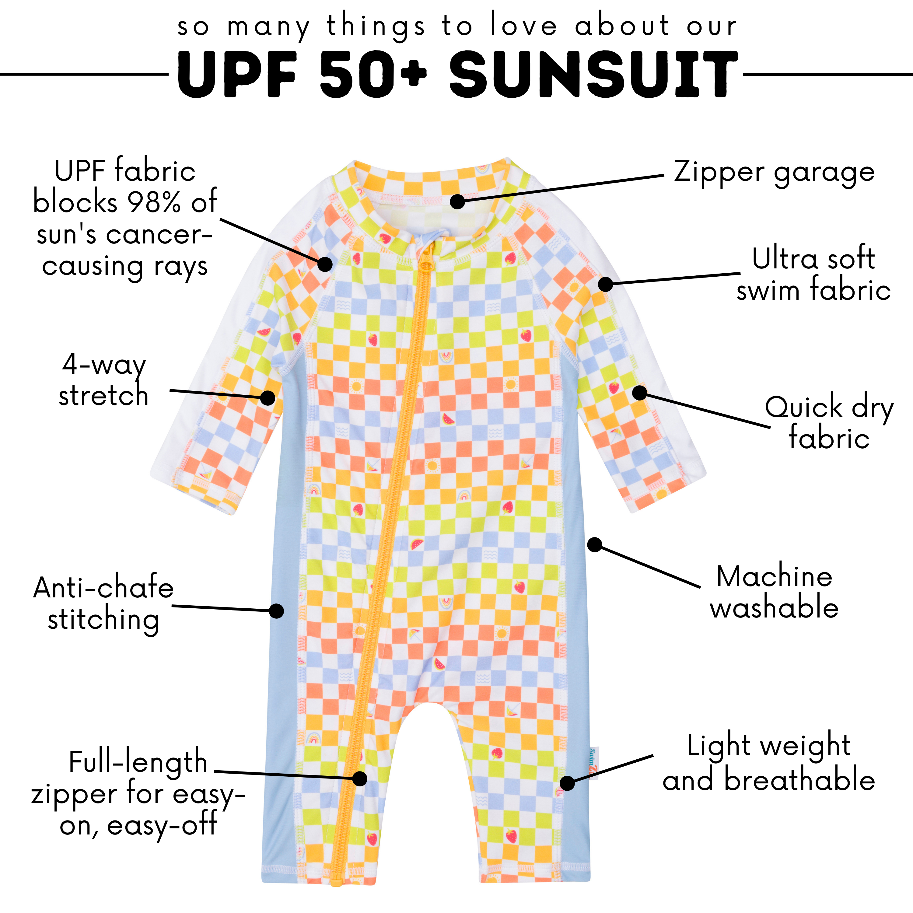Sunsuit - Long Sleeve Romper Swimsuit | "Gamified"-SwimZip UPF 50+ Sun Protective Swimwear & UV Zipper Rash Guards-pos4