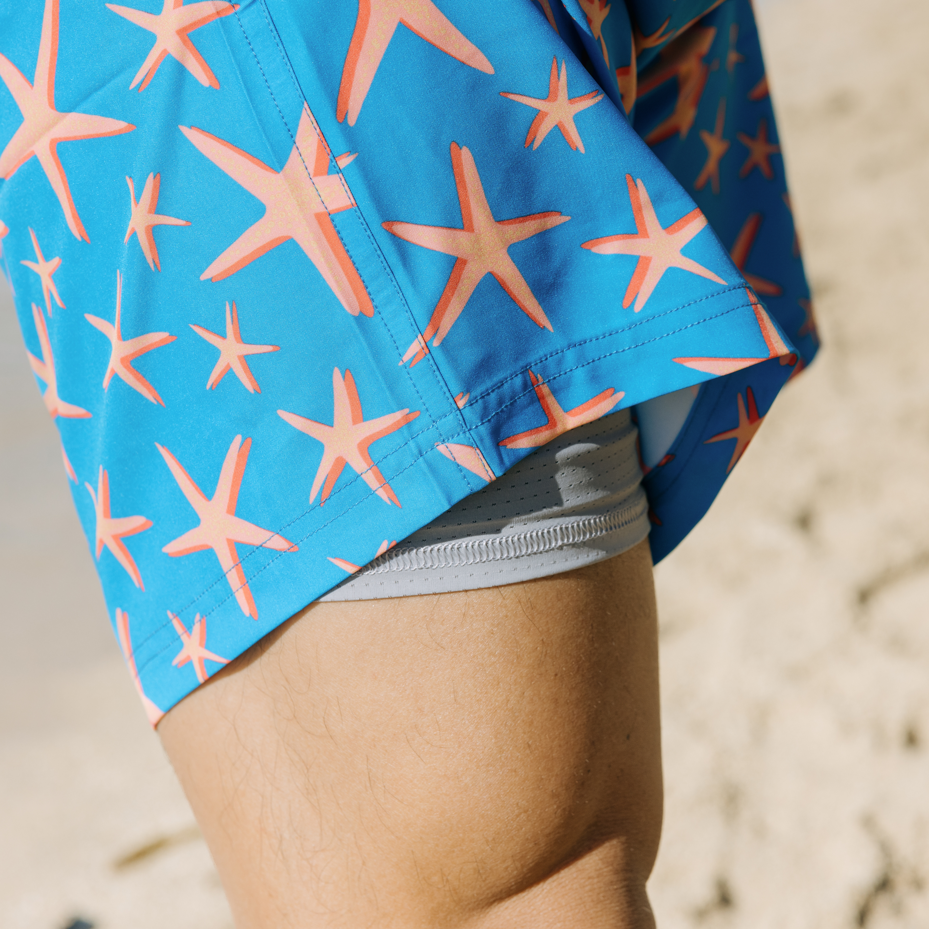 Men's 8" Swim Trunks Boxer Brief Liner | "Starfish"-SwimZip UPF 50+ Sun Protective Swimwear & UV Zipper Rash Guards-pos5