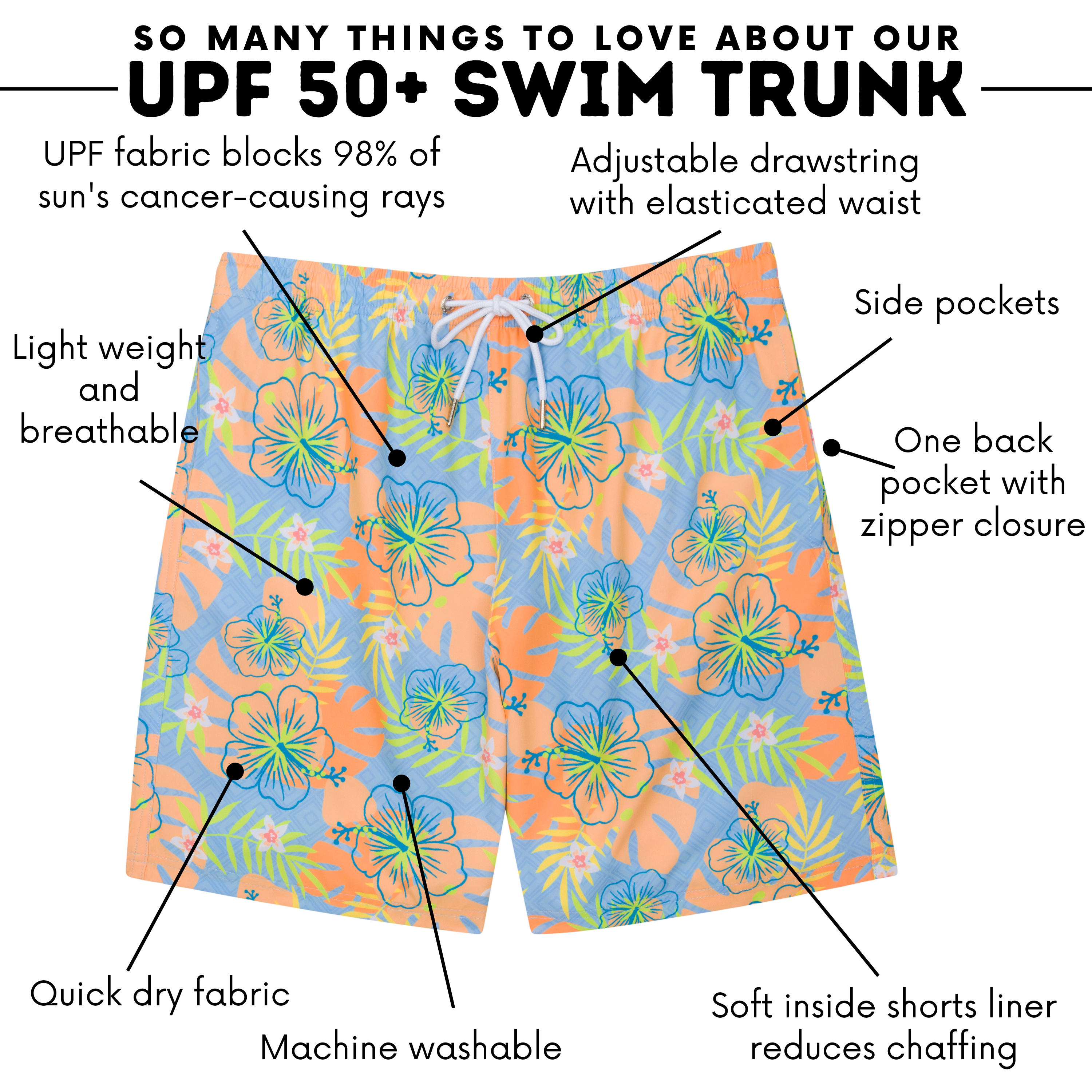 Men's 8" Swim Trunks Boxer Brief Liner | "Groovy"-SwimZip UPF 50+ Sun Protective Swimwear & UV Zipper Rash Guards-pos4