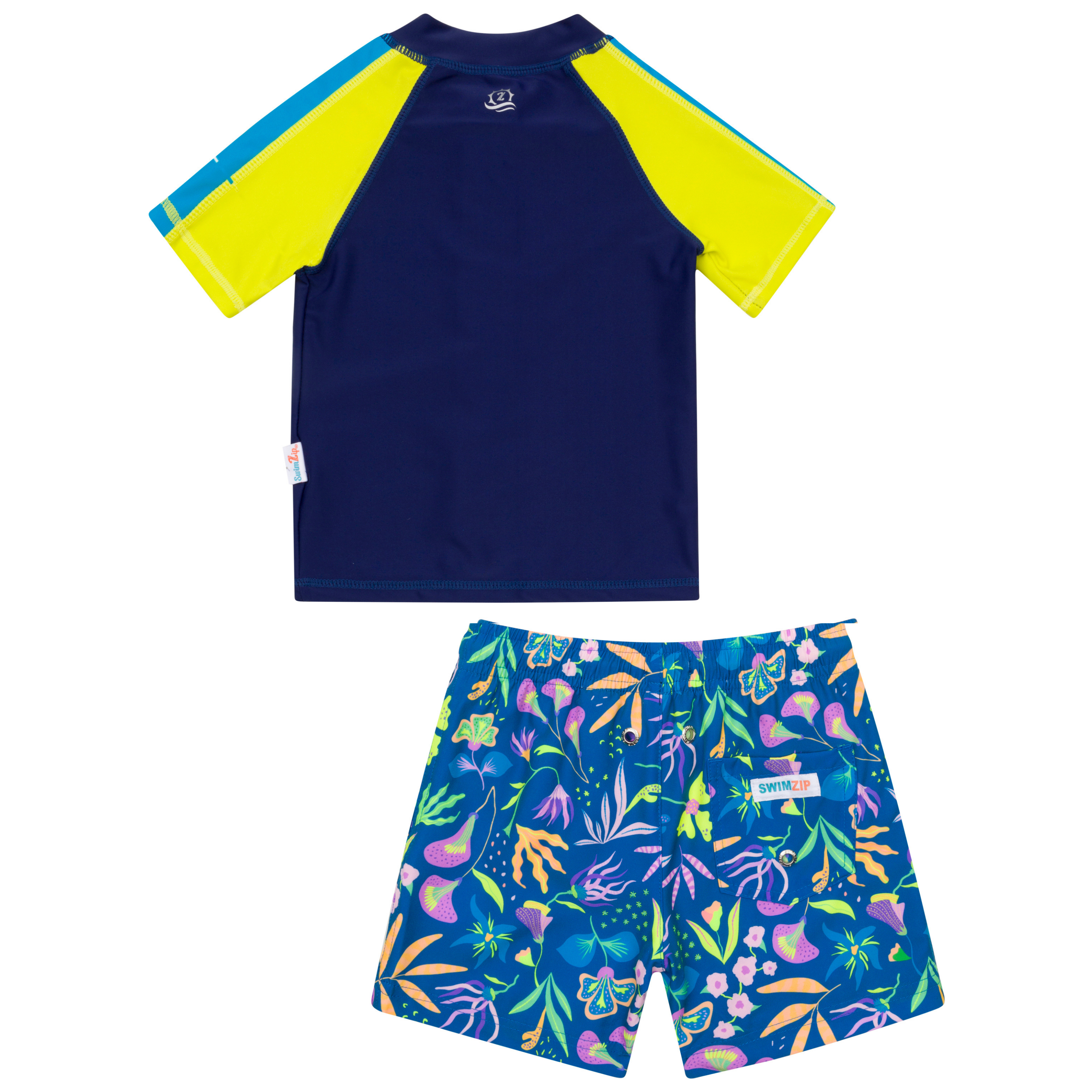 Boys Short Sleeve Zipper Rash Guard and Swim Trunk Set | "Tropadelic"-SwimZip UPF 50+ Sun Protective Swimwear & UV Zipper Rash Guards-pos8