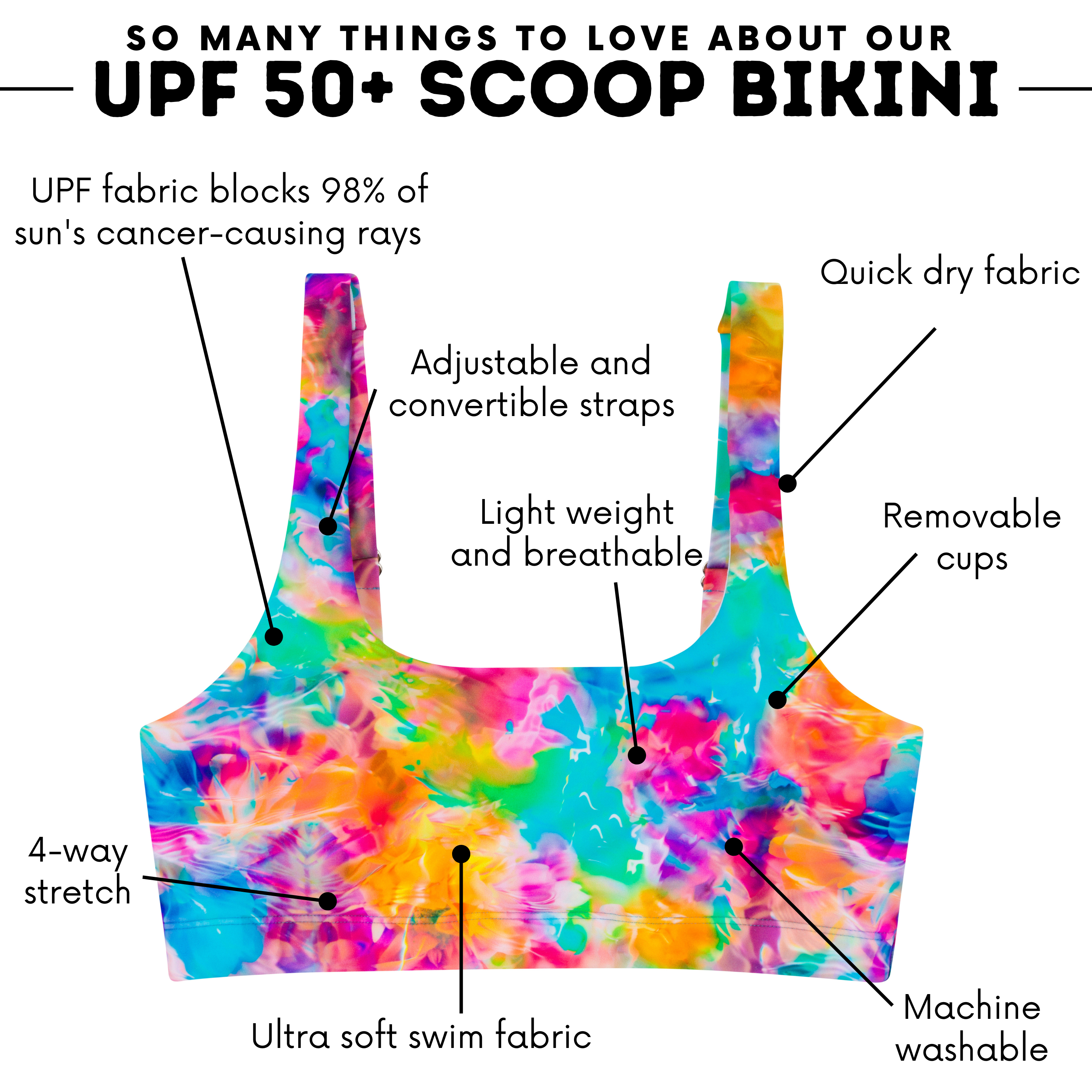 Women's Scoop Neck Bikini Top | "Impressions"-SwimZip UPF 50+ Sun Protective Swimwear & UV Zipper Rash Guards-pos4