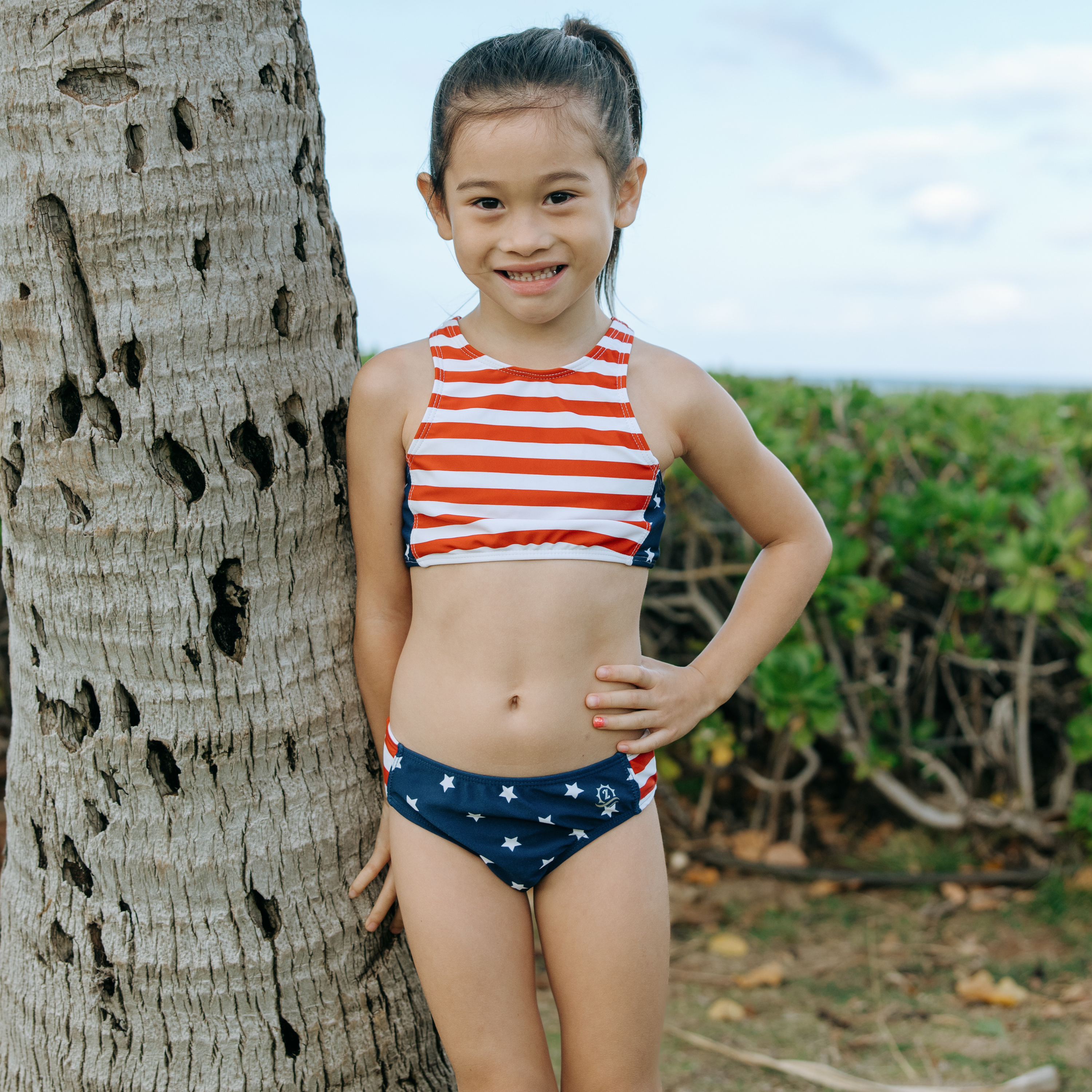 Girls Halter Top Bikini Set (2 Piece) | "Americana"-SwimZip UPF 50+ Sun Protective Swimwear & UV Zipper Rash Guards-pos2