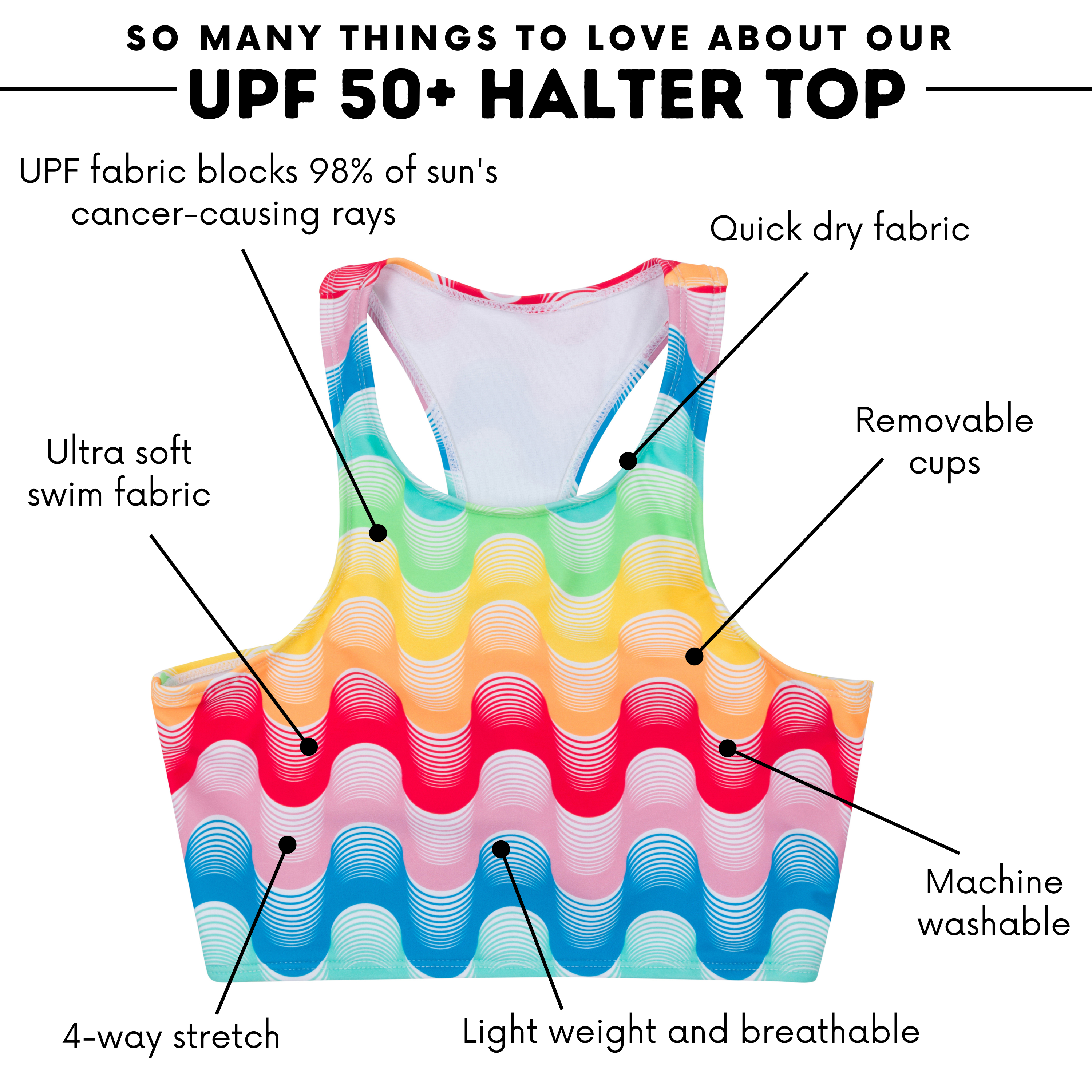 Women's Halter Bikini Top | "Surf's Up"-SwimZip UPF 50+ Sun Protective Swimwear & UV Zipper Rash Guards-pos4