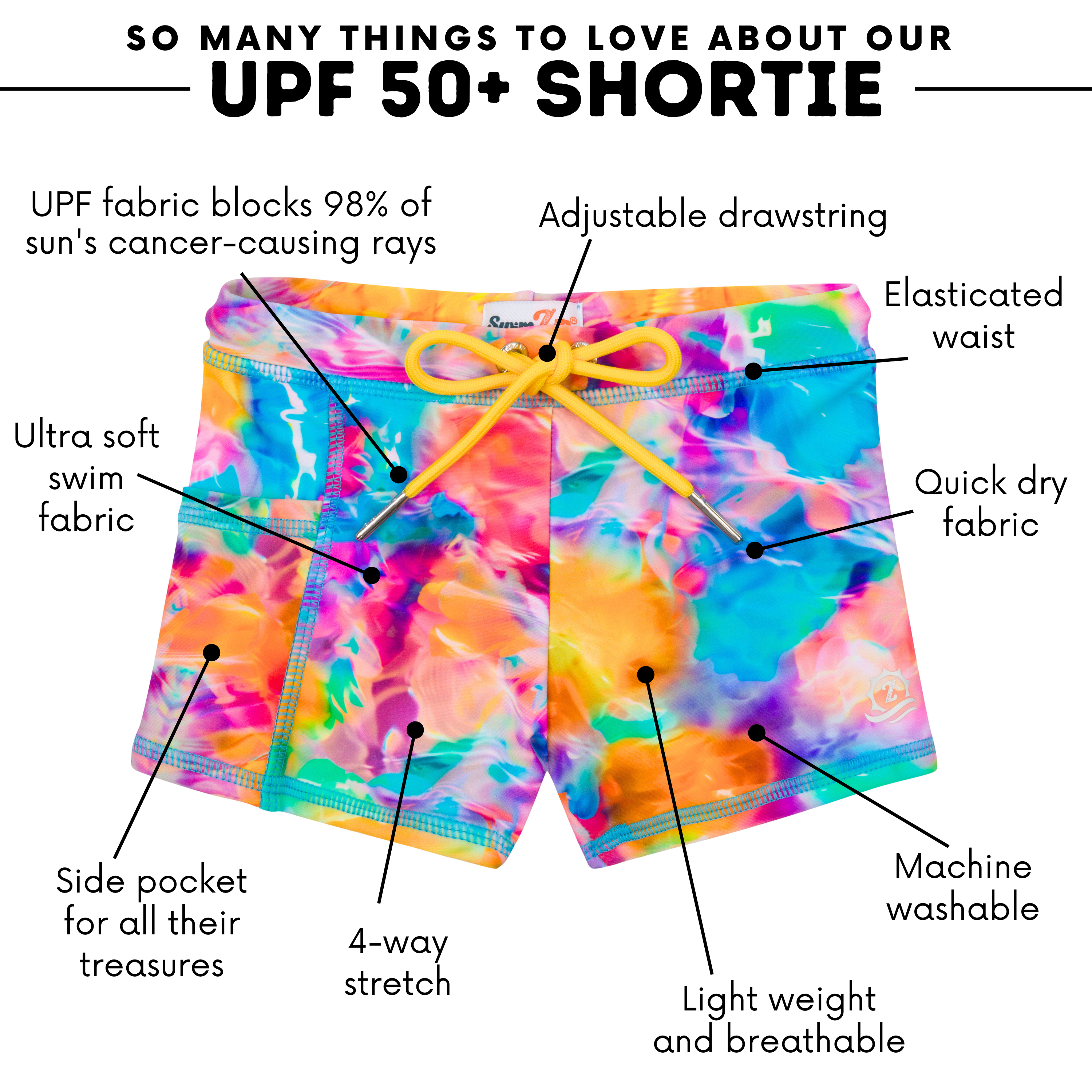 Kids Euro Swim Shorties | "Impressions"-SwimZip UPF 50+ Sun Protective Swimwear & UV Zipper Rash Guards-pos4