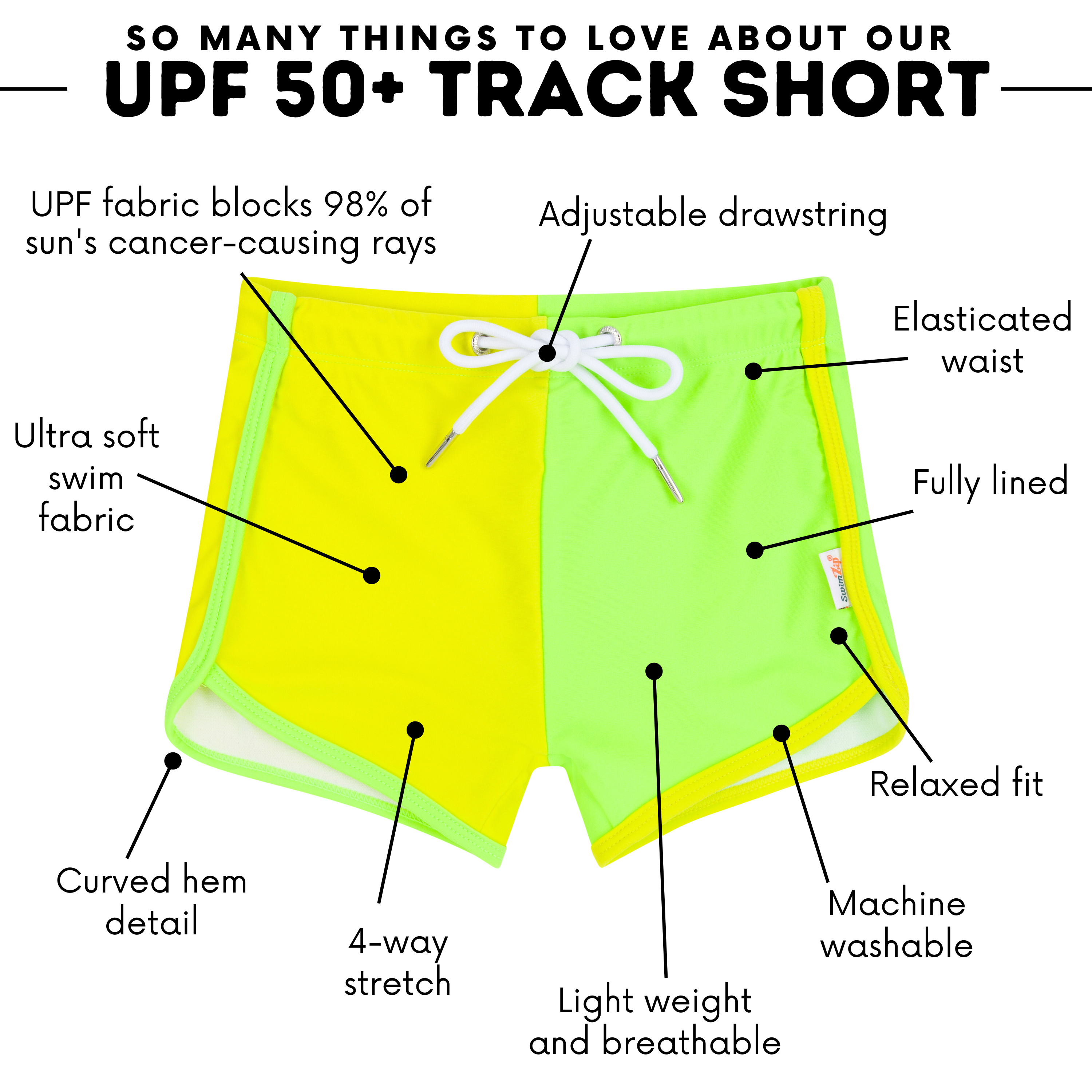 Kids Swim Track Shorts | "Volt"-SwimZip UPF 50+ Sun Protective Swimwear & UV Zipper Rash Guards-pos4