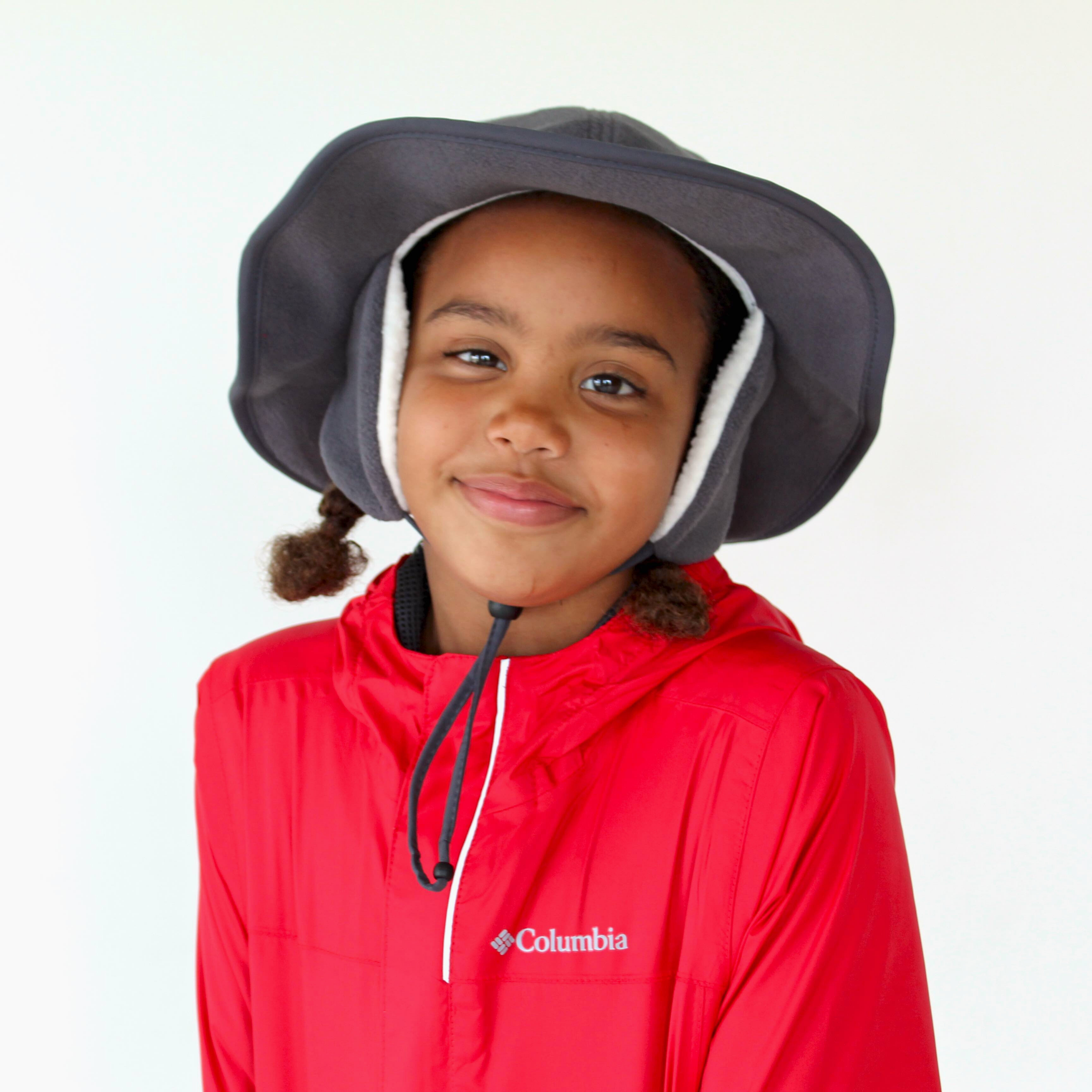 Kids Tundra Ear Flap Fleece Winter Wide Brim Sun Hat Slate