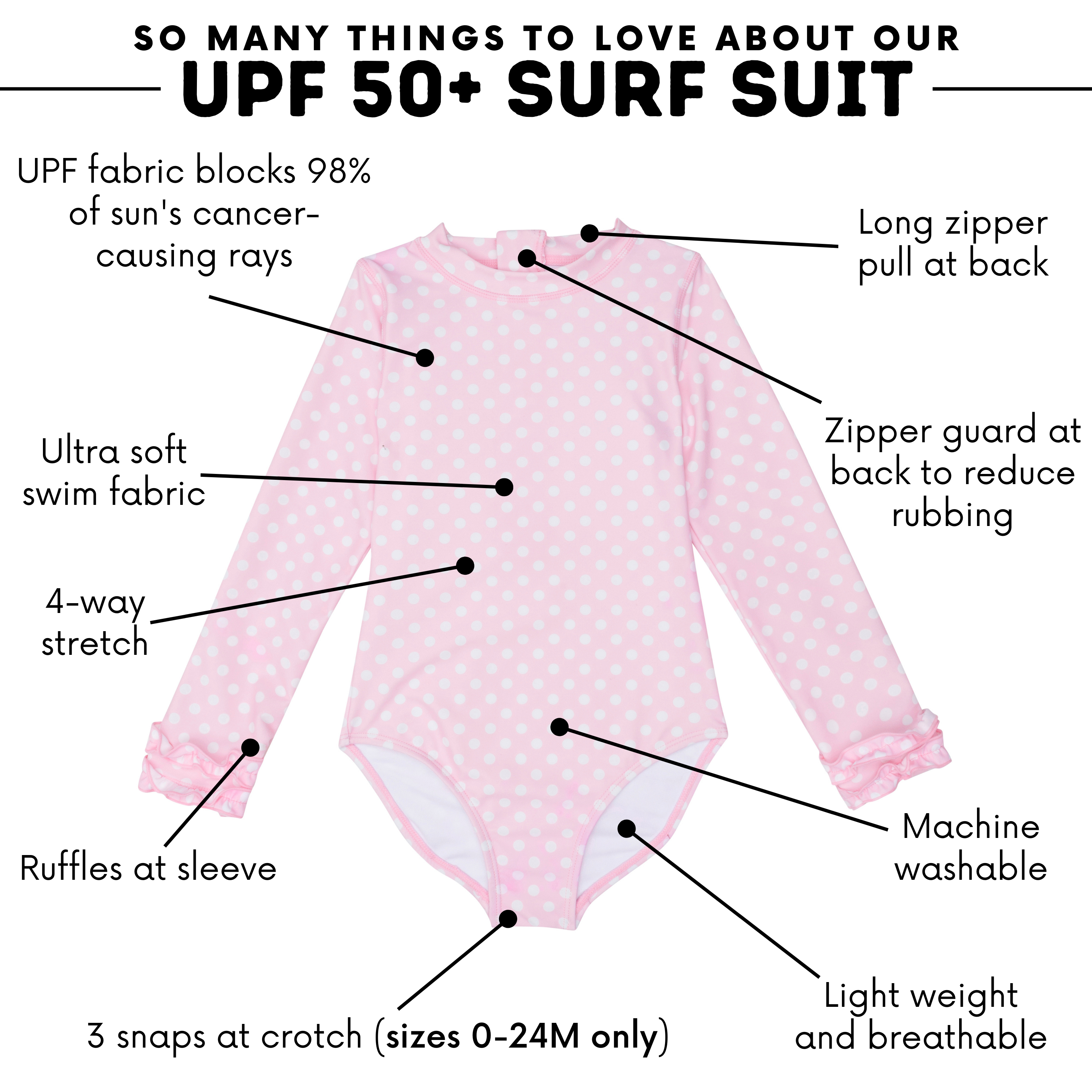 Girls Long Sleeve Surf Suit (One Piece Bodysuit) | "Pink Sassy Surfer"-SwimZip UPF 50+ Sun Protective Swimwear & UV Zipper Rash Guards-pos4