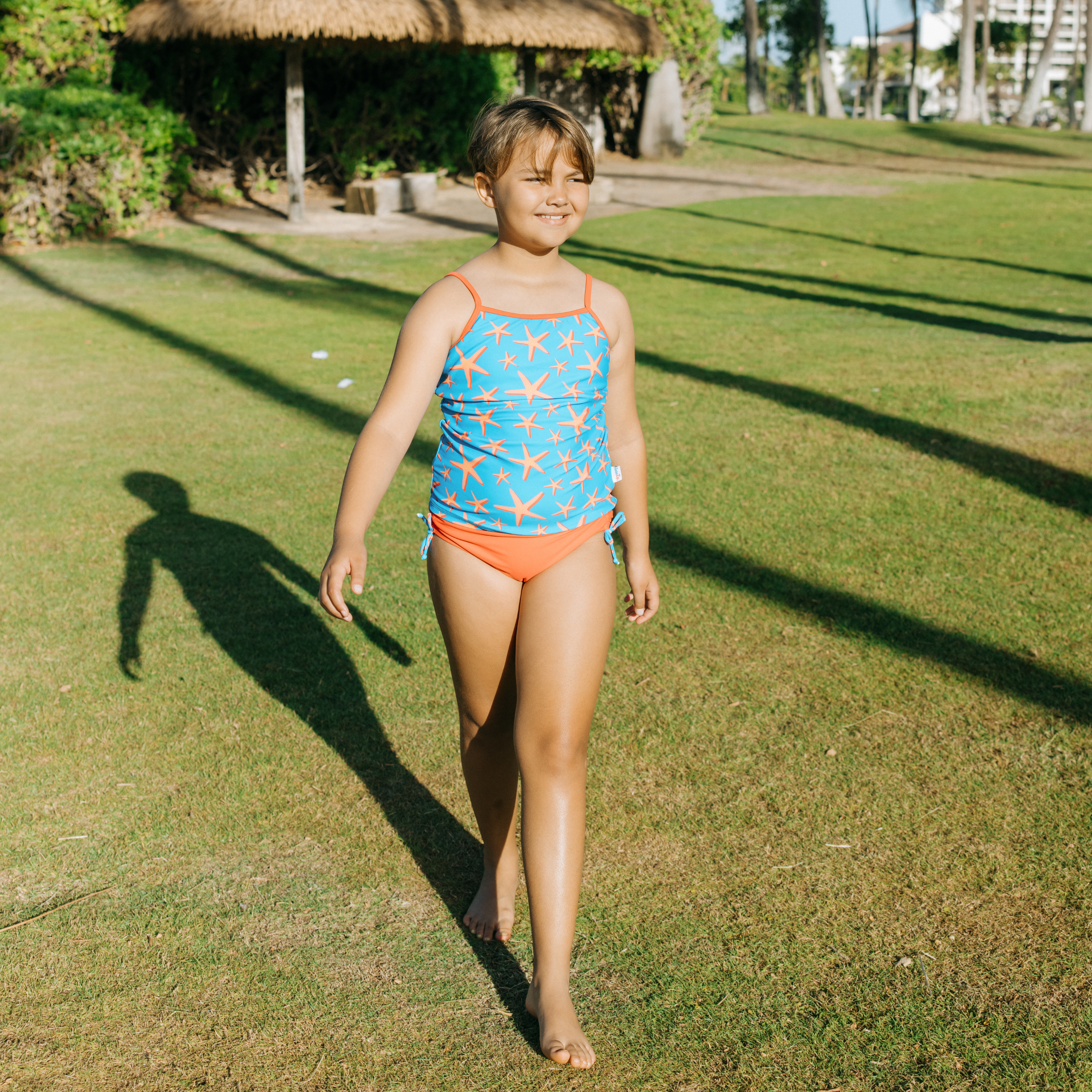 Girls Long Sleeve Rash Guard + Tankini Bikini Set (3 Piece) | "Starfish"-SwimZip UPF 50+ Sun Protective Swimwear & UV Zipper Rash Guards-pos9