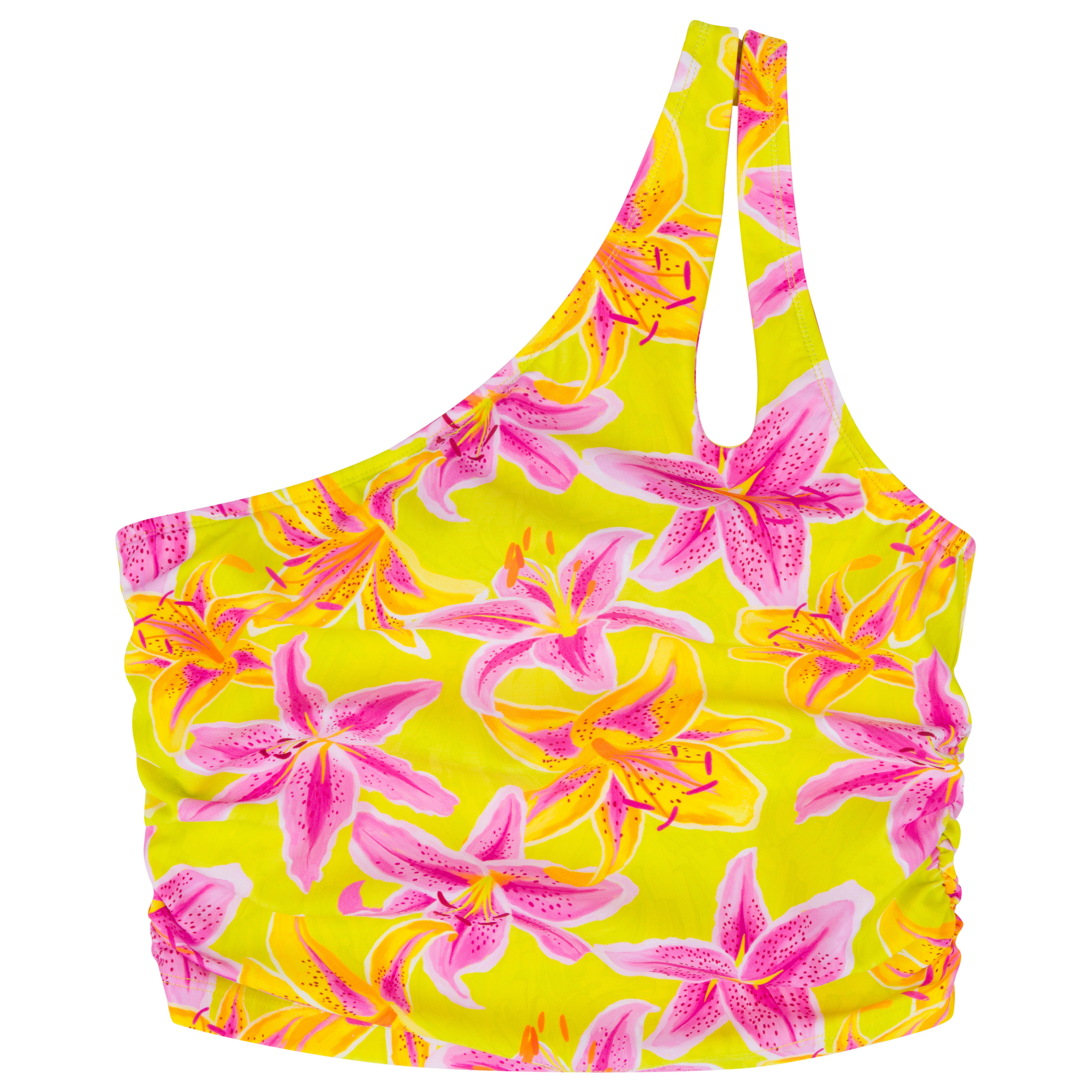 Women’s One Shoulder Crop Tankini Top | “Floral Takeover"-XS-Floral Takeover-SwimZip UPF 50+ Sun Protective Swimwear & UV Zipper Rash Guards-pos1