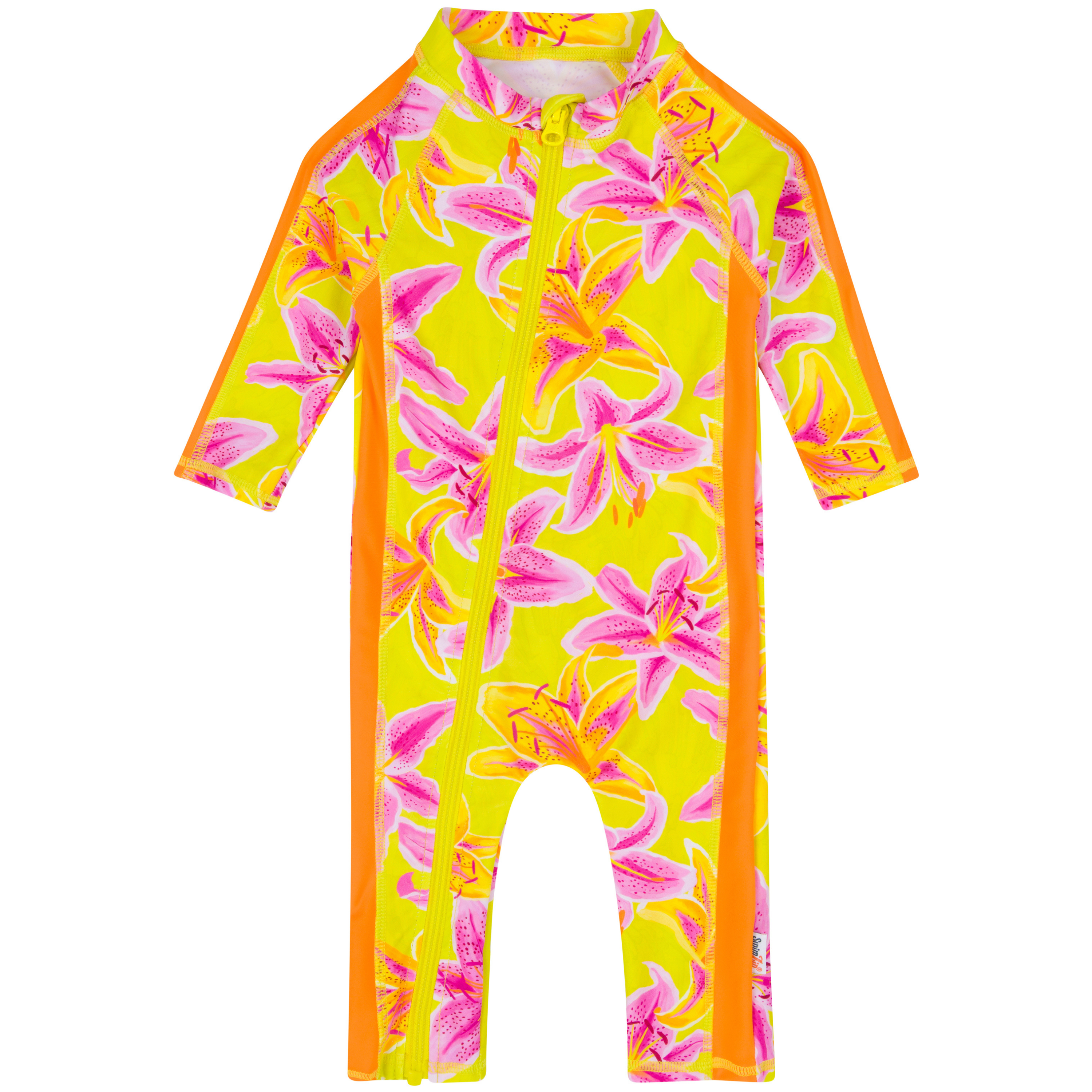 Sunsuit - Long Sleeve Romper Swimsuit | "Floral Takeover"-0-6 Month-Floral Takeover-SwimZip UPF 50+ Sun Protective Swimwear & UV Zipper Rash Guards-pos1