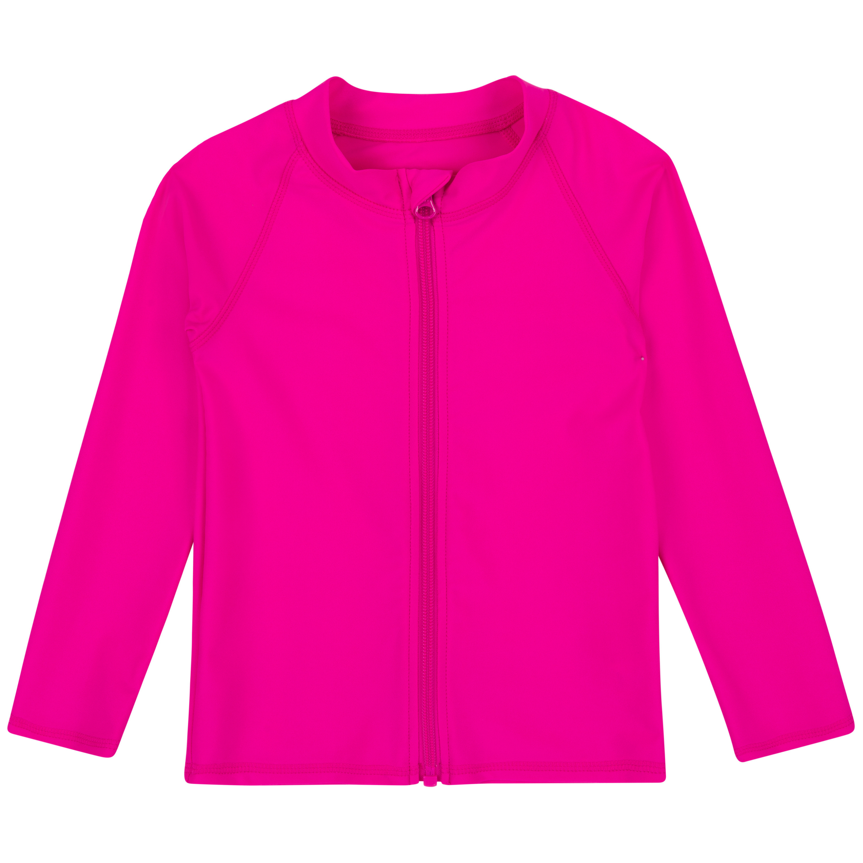 Kids UPF 50+ Long Sleeve Zipper Rash Guard Swim Shirt | "Manic Magenta"-6-12 Month-Manic Magenta-SwimZip UPF 50+ Sun Protective Swimwear & UV Zipper Rash Guards-pos1