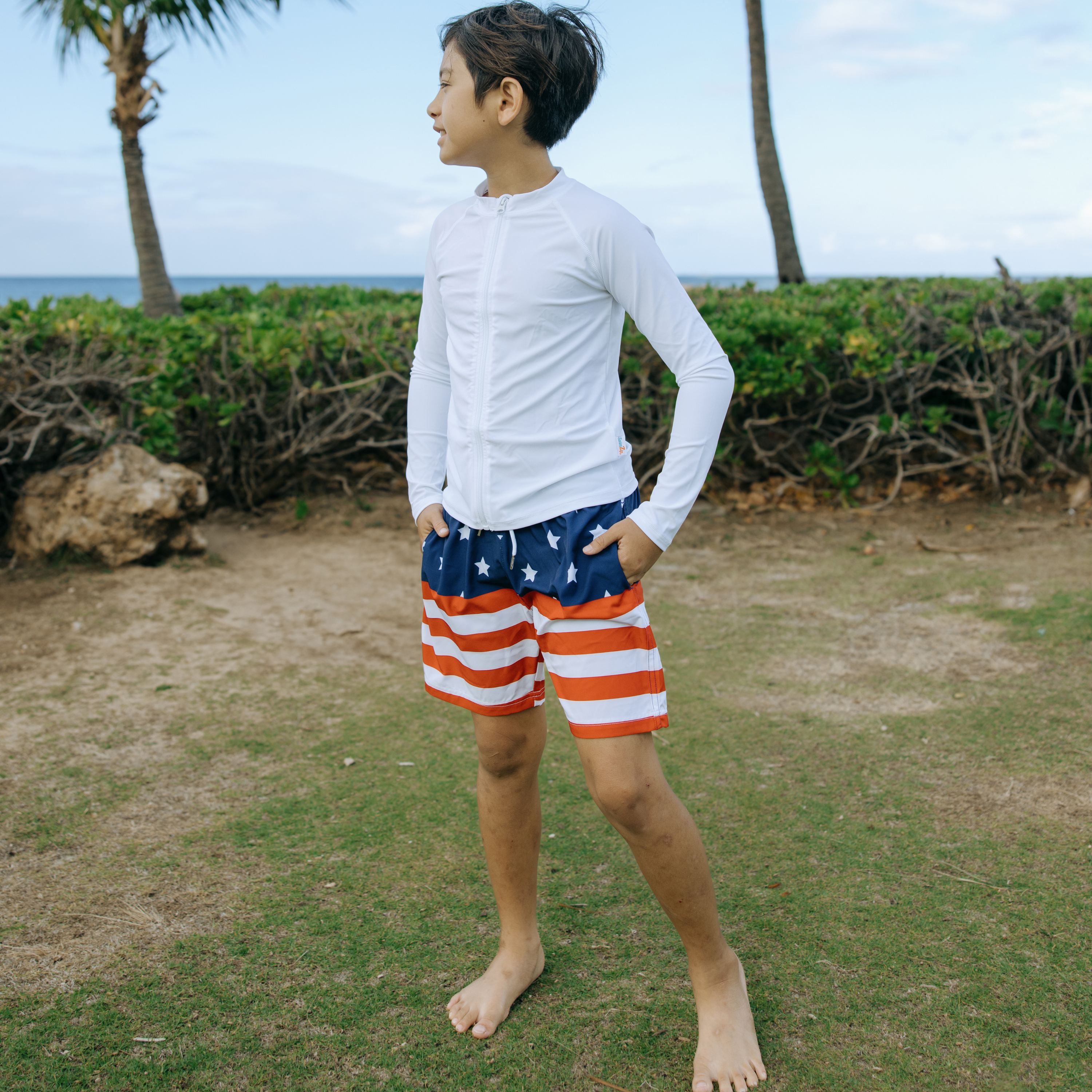 Boys Swim Trunks Boxer Brief Liner (sizes 6-14) | “Americana"-SwimZip UPF 50+ Sun Protective Swimwear & UV Zipper Rash Guards-pos2